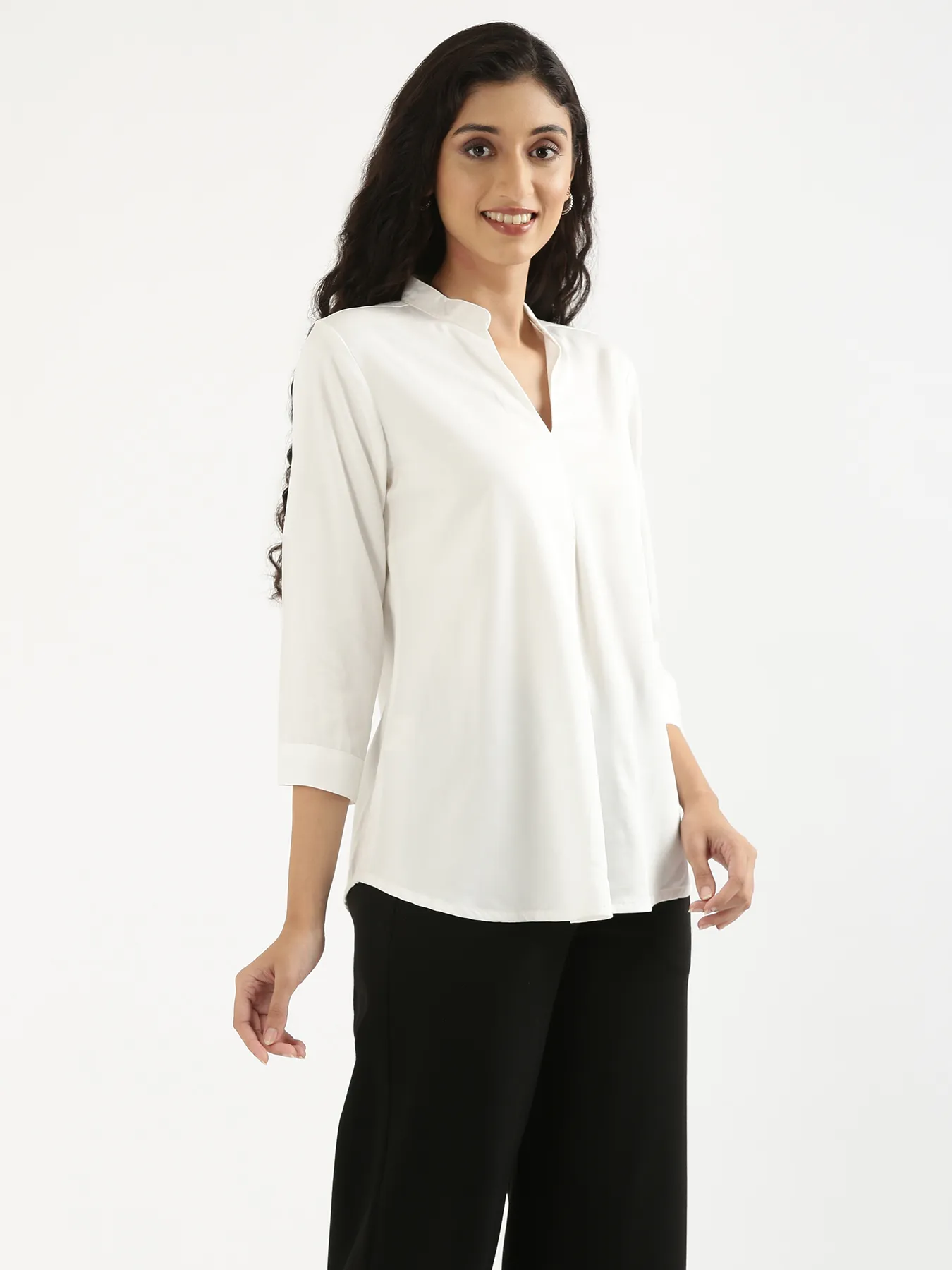 Women White Viscose Pleated Top - Image 8