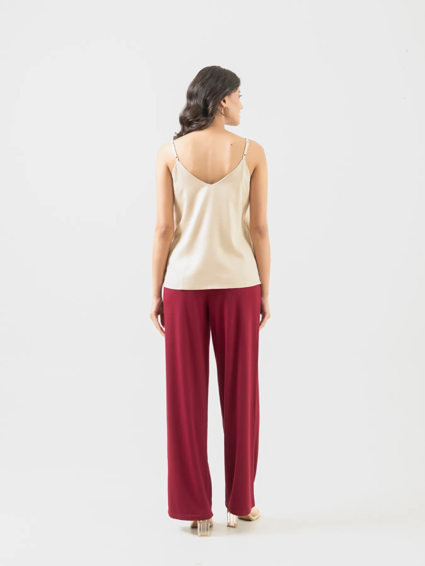 Women Beige Flowy Camisole Top - Image 6