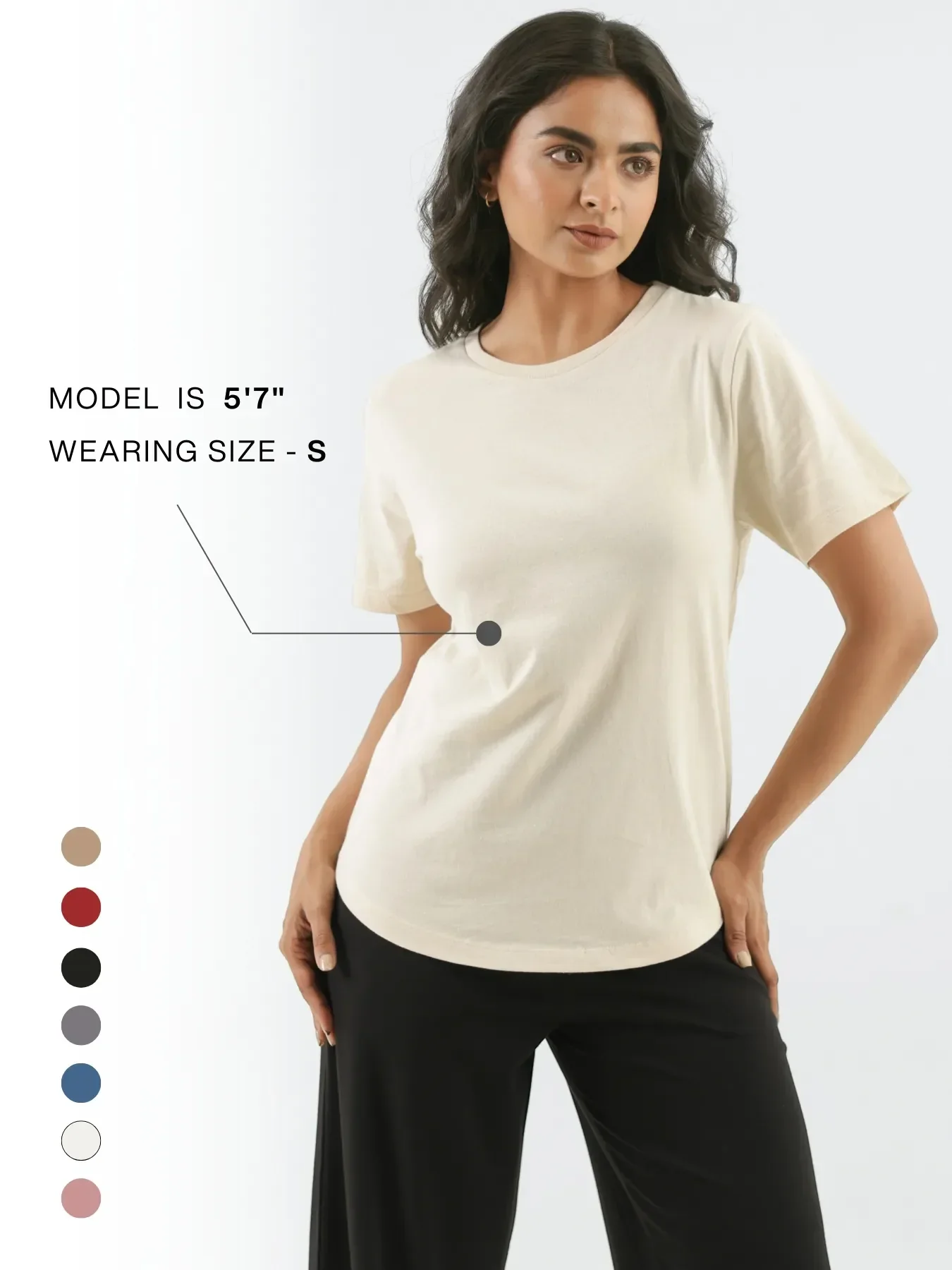 Women Beige Round Neck T-shirt - Image 10