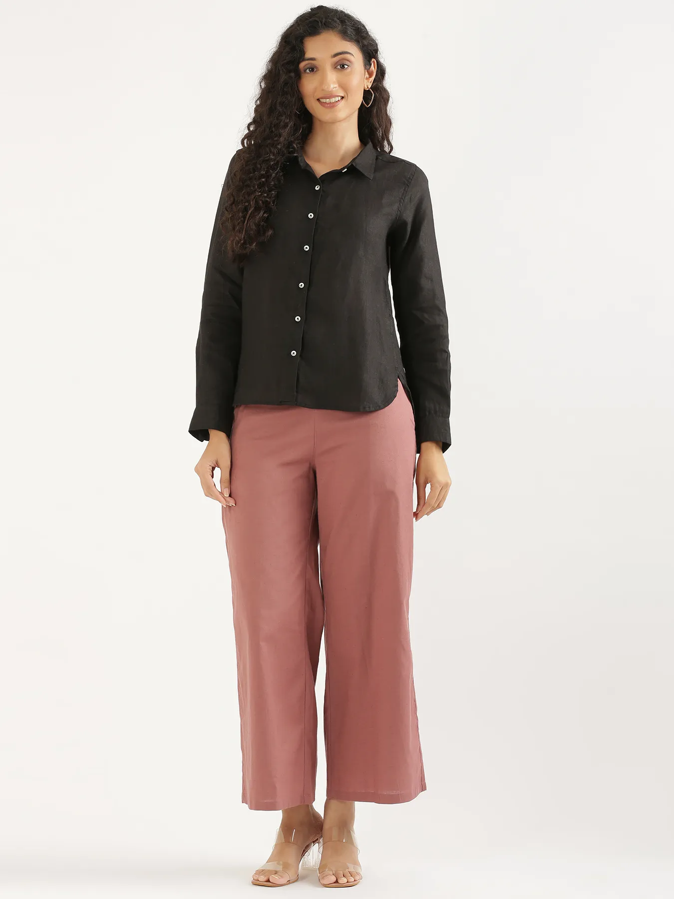 Women Black Pure Linen Shirt - Image 13