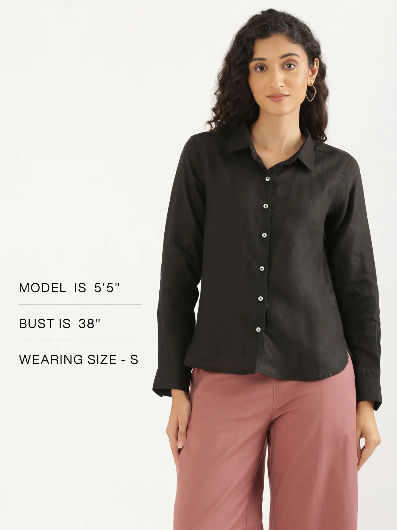 Women Black Pure Linen Shirt - Image 17