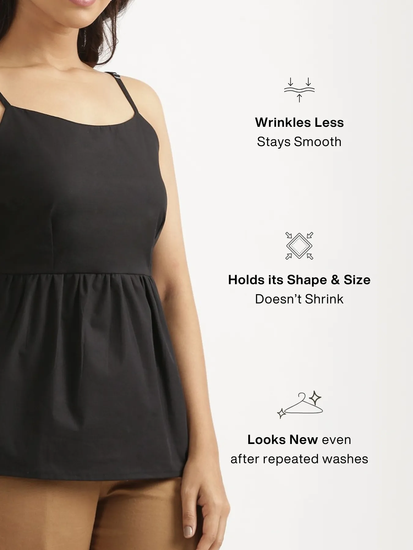 Women Black Better Cotton Peplum Top - Image 4