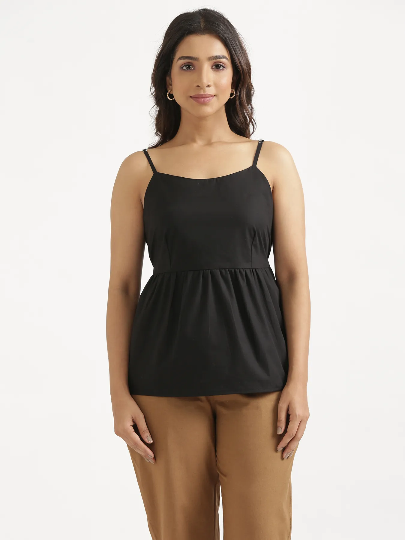 Women Black Better Cotton Peplum Top - Image 5