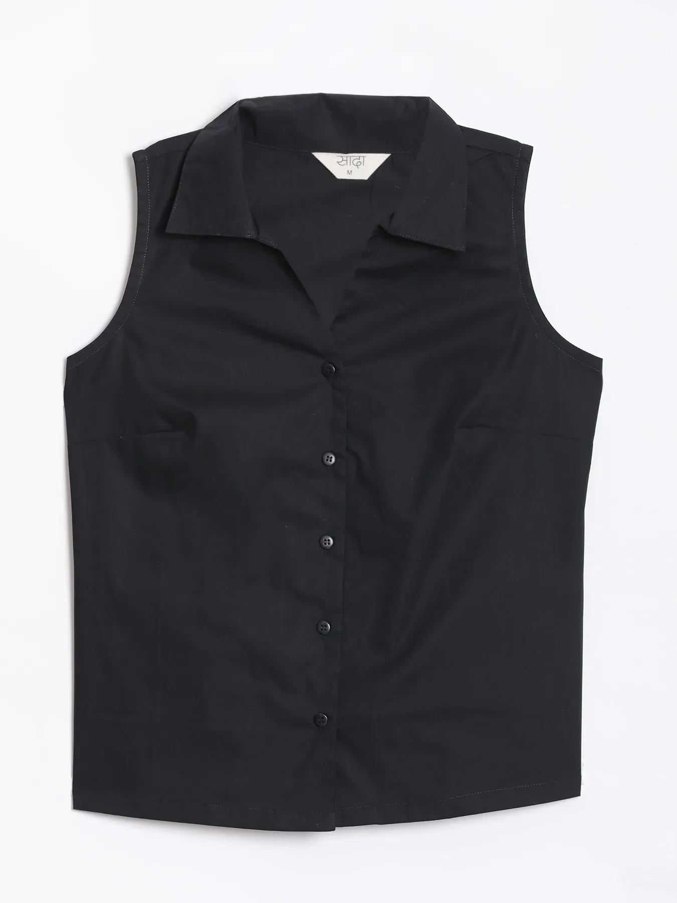 Women Black Better Cotton Sleeveless Shirt - Image 15