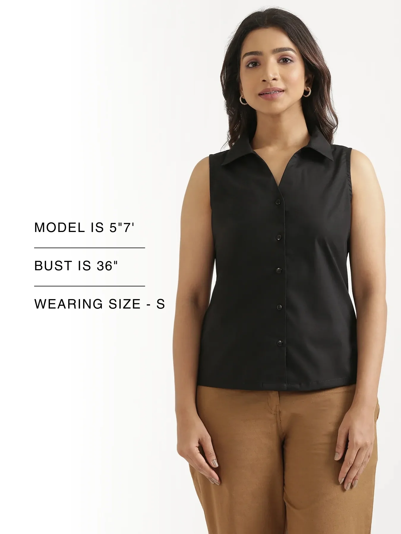 Women Black Better Cotton Sleeveless Shirt - Image 16