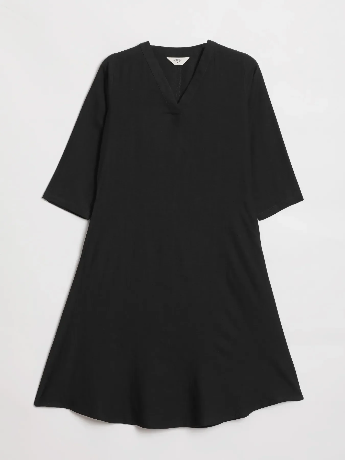 Women Black Flowy Linen Kurta Set - Image 7