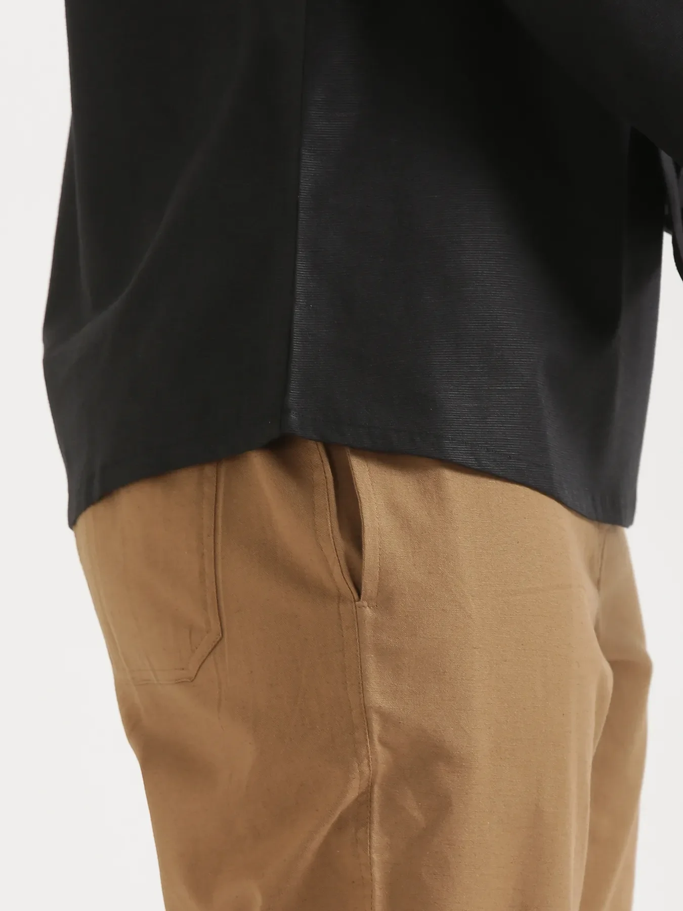 Women Black Linen Blend Knot Blouse - Image 8