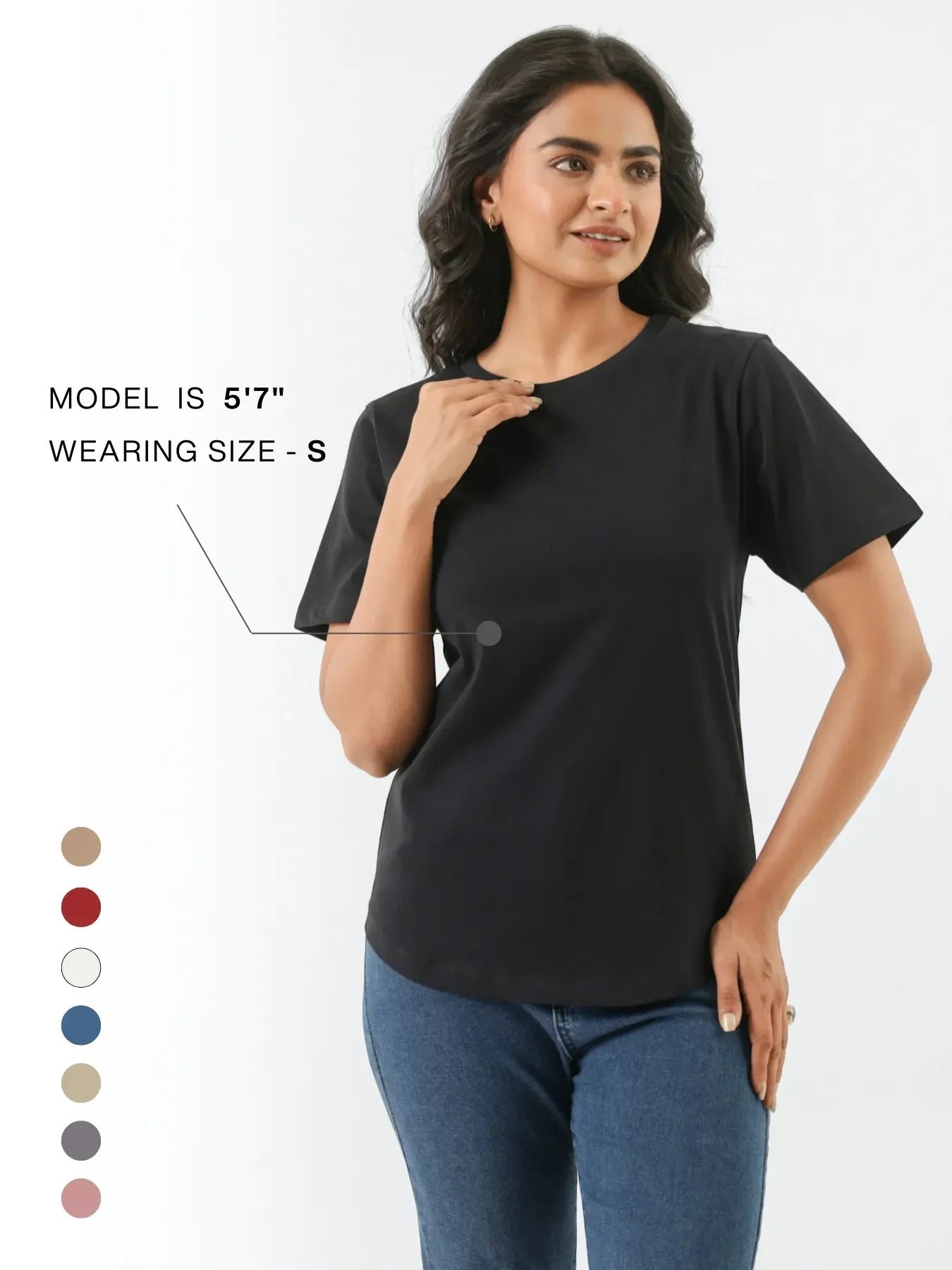 Women Black Round Neck T-shirt - Image 11