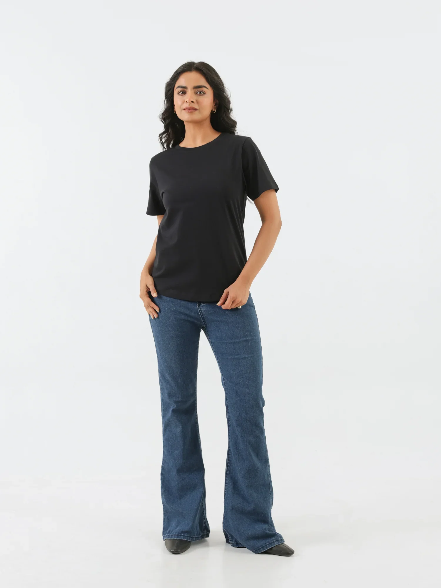 Women Black Round Neck T-shirt - Image 6