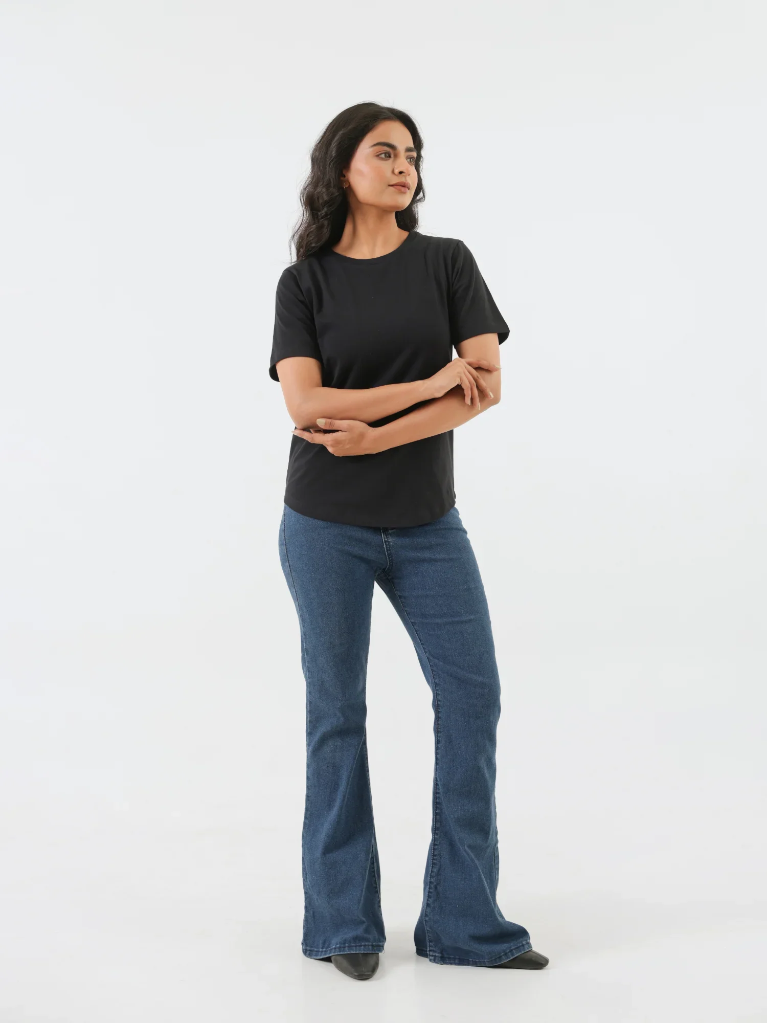 Women Black Round Neck T-shirt - Image 8