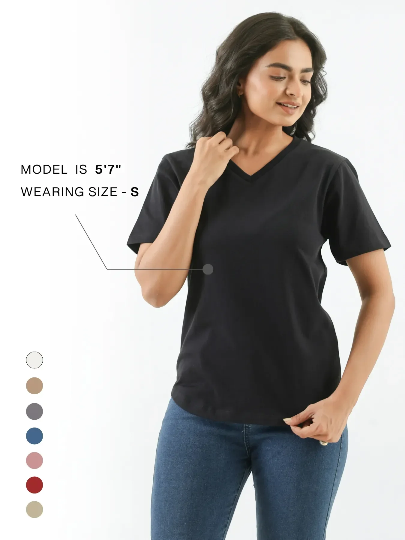 Women Black V-neck T-shirt - Image 11