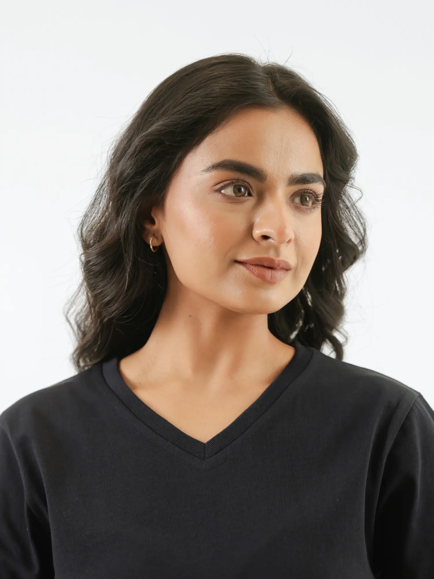 Women Black V-neck T-shirt - Image 4