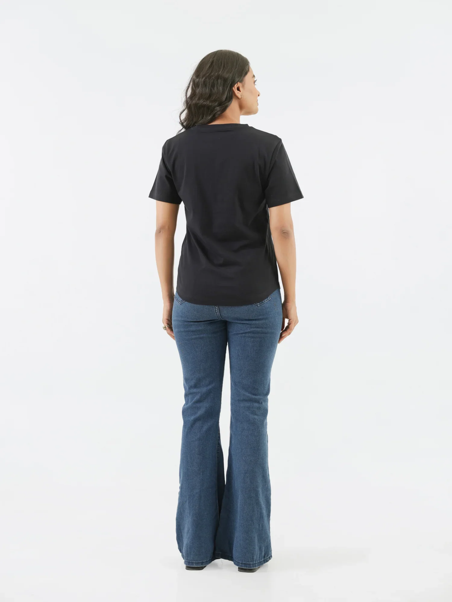 Women Black V-neck T-shirt - Image 6