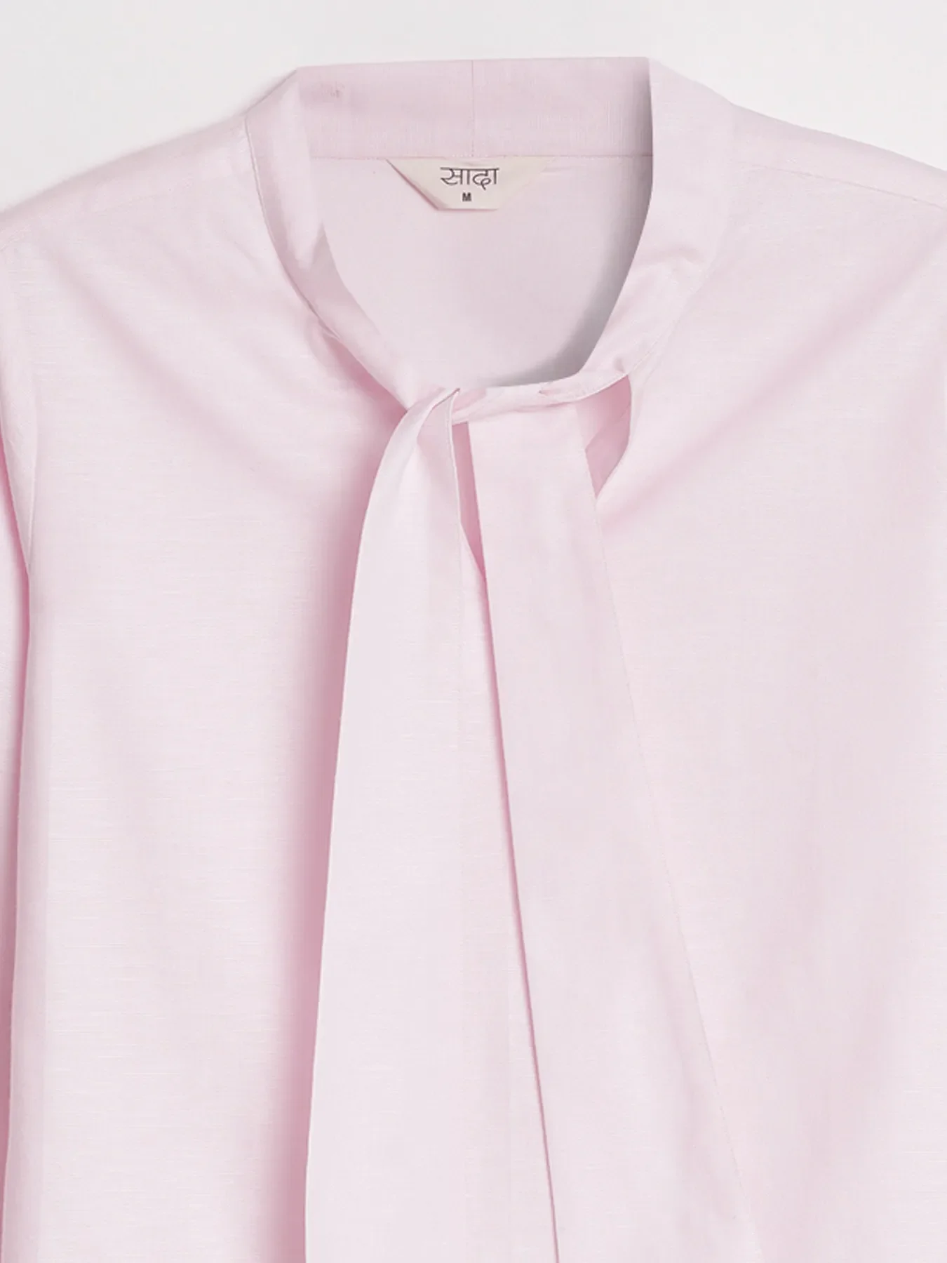 Women Blush Pink Linen Blend Knot Blouse & White Airy Linen Straight Pants Pant Set - Image 13