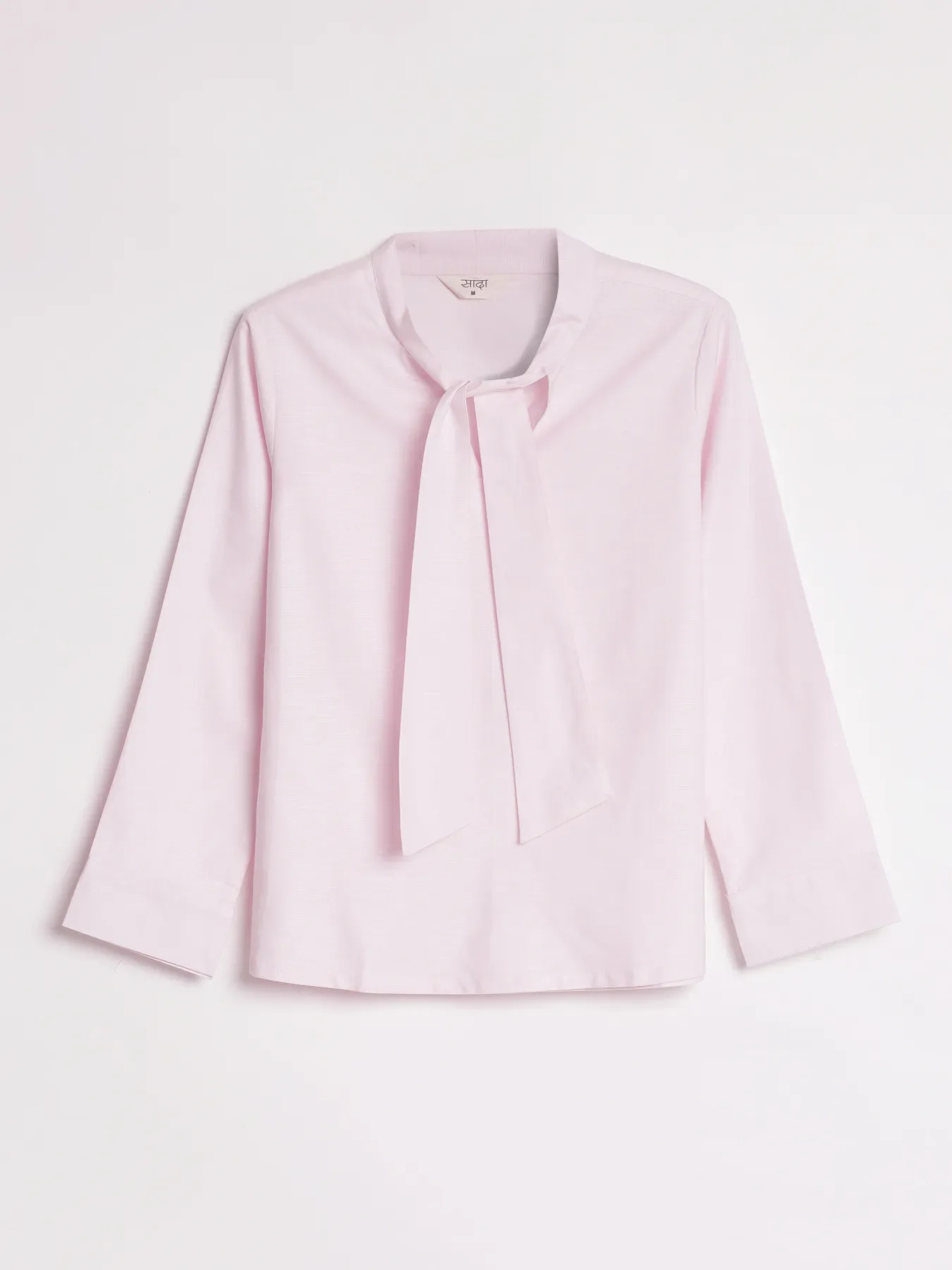 Women Blush Pink Linen Blend Knot Blouse & White Airy Linen Straight Pants Pant Set - Image 14