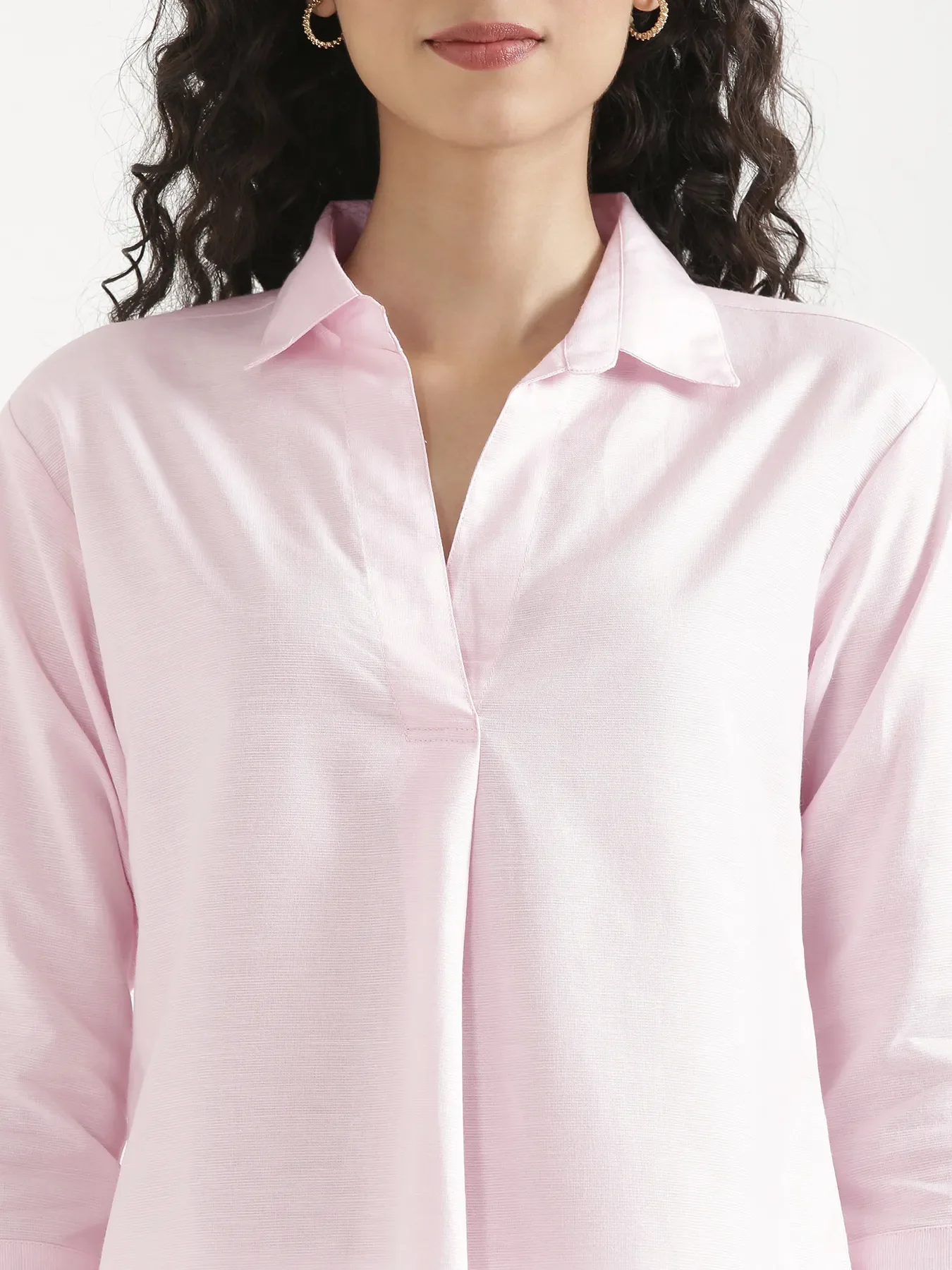 Women Blush Pink Linen Blend Pleated Top & White Airy Linen Wide Leg Pants Pant Set - Image 5