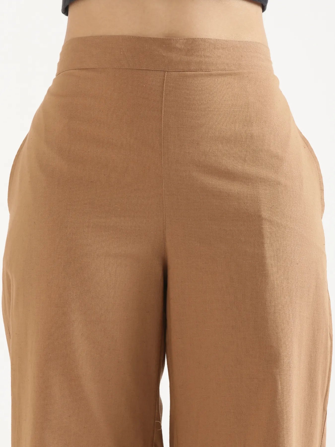 Women Coffee Brown Airy Linen Wide Leg Pant - Image 10