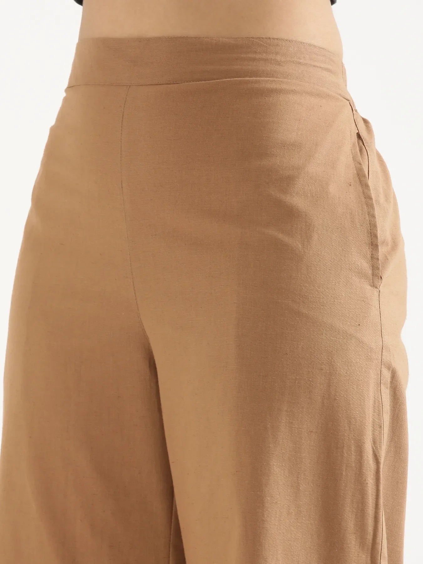 Women Coffee Brown Airy Linen Wide Leg Pant - Image 12