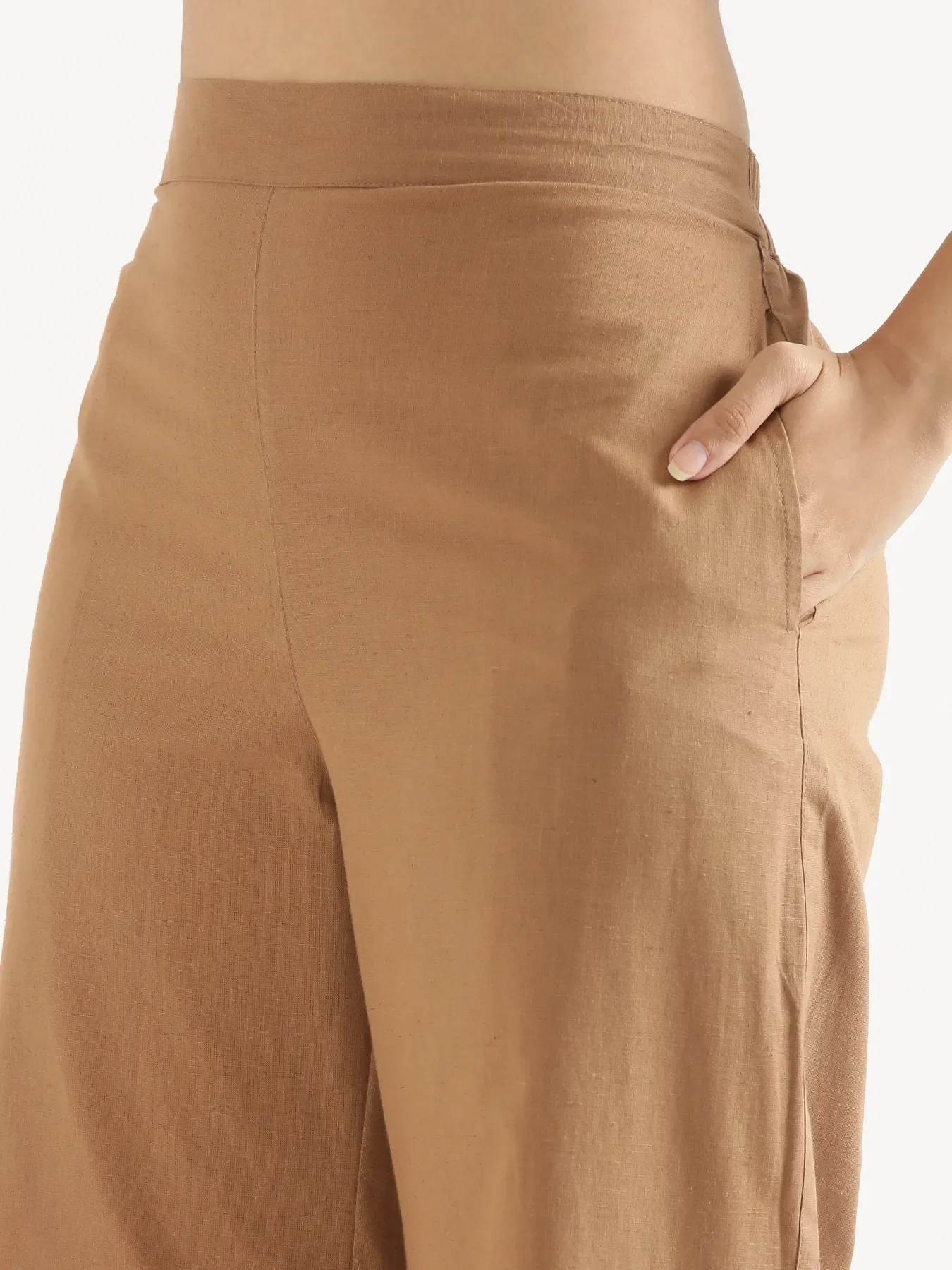 Women Coffee Brown Airy Linen Wide Leg Pant - Image 13