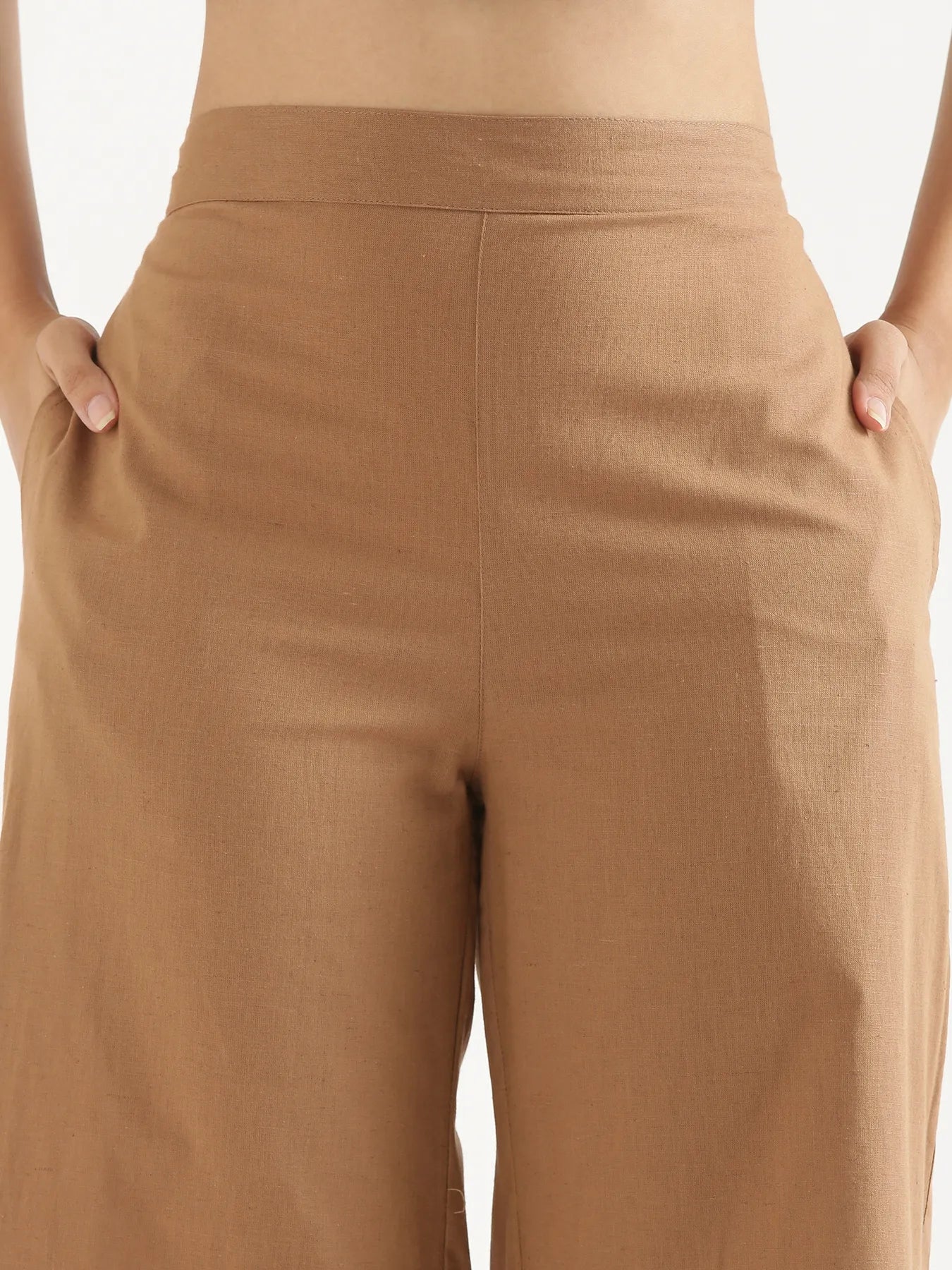 Women Coffee Brown Airy Linen Wide Leg Pant - Image 14