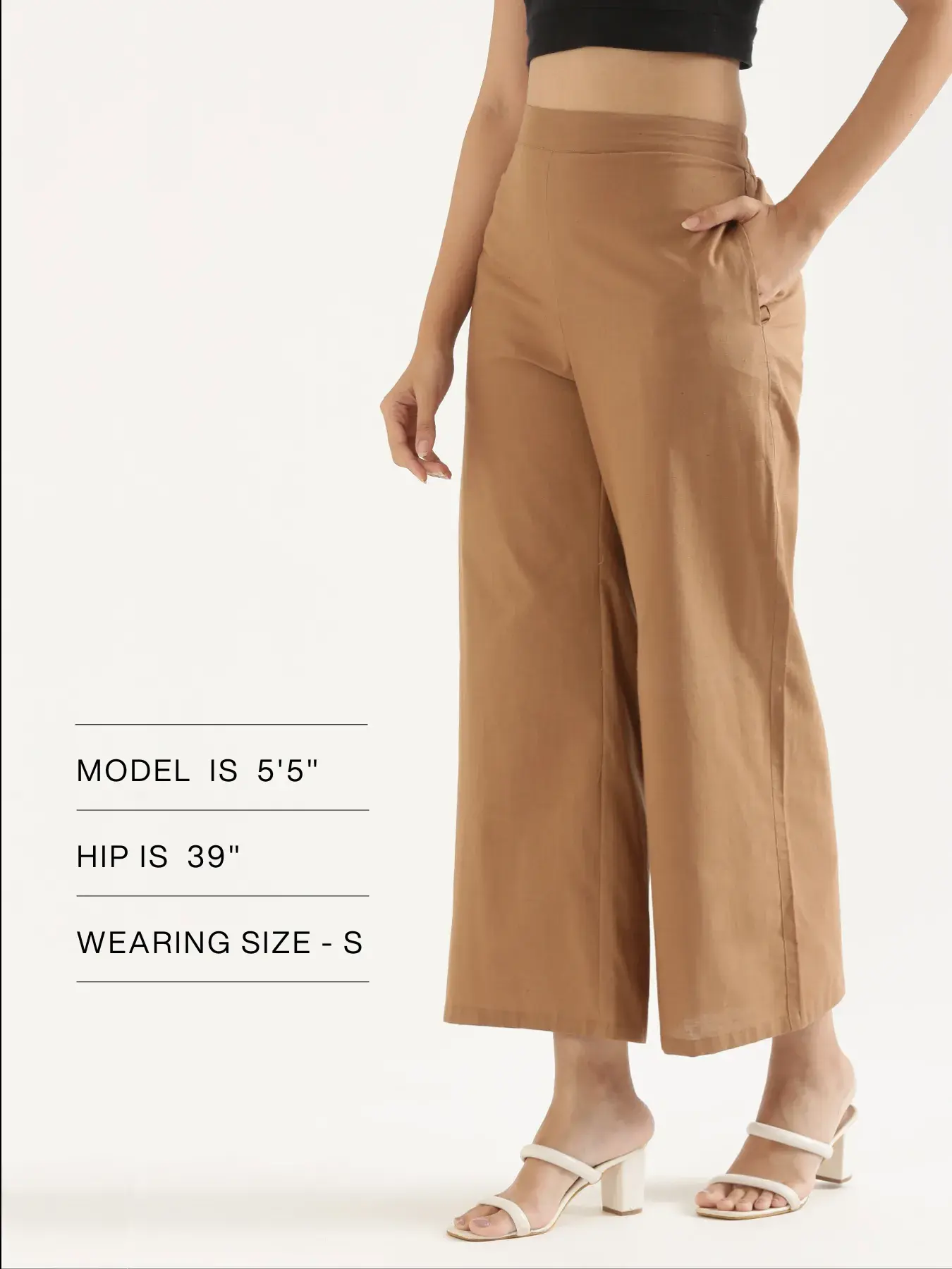 Women Coffee Brown Airy Linen Wide Leg Pant - Image 17