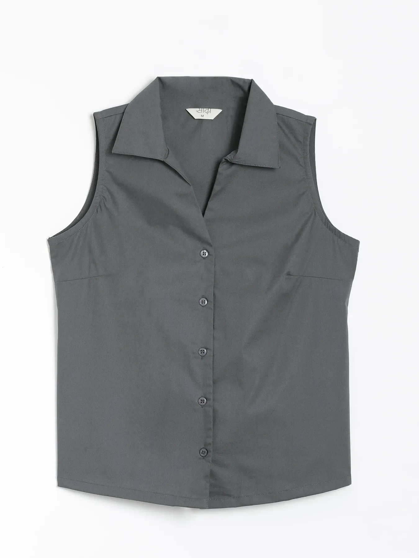 Women Dark Grey Better Cotton Sleeveless Shirt - Image 15