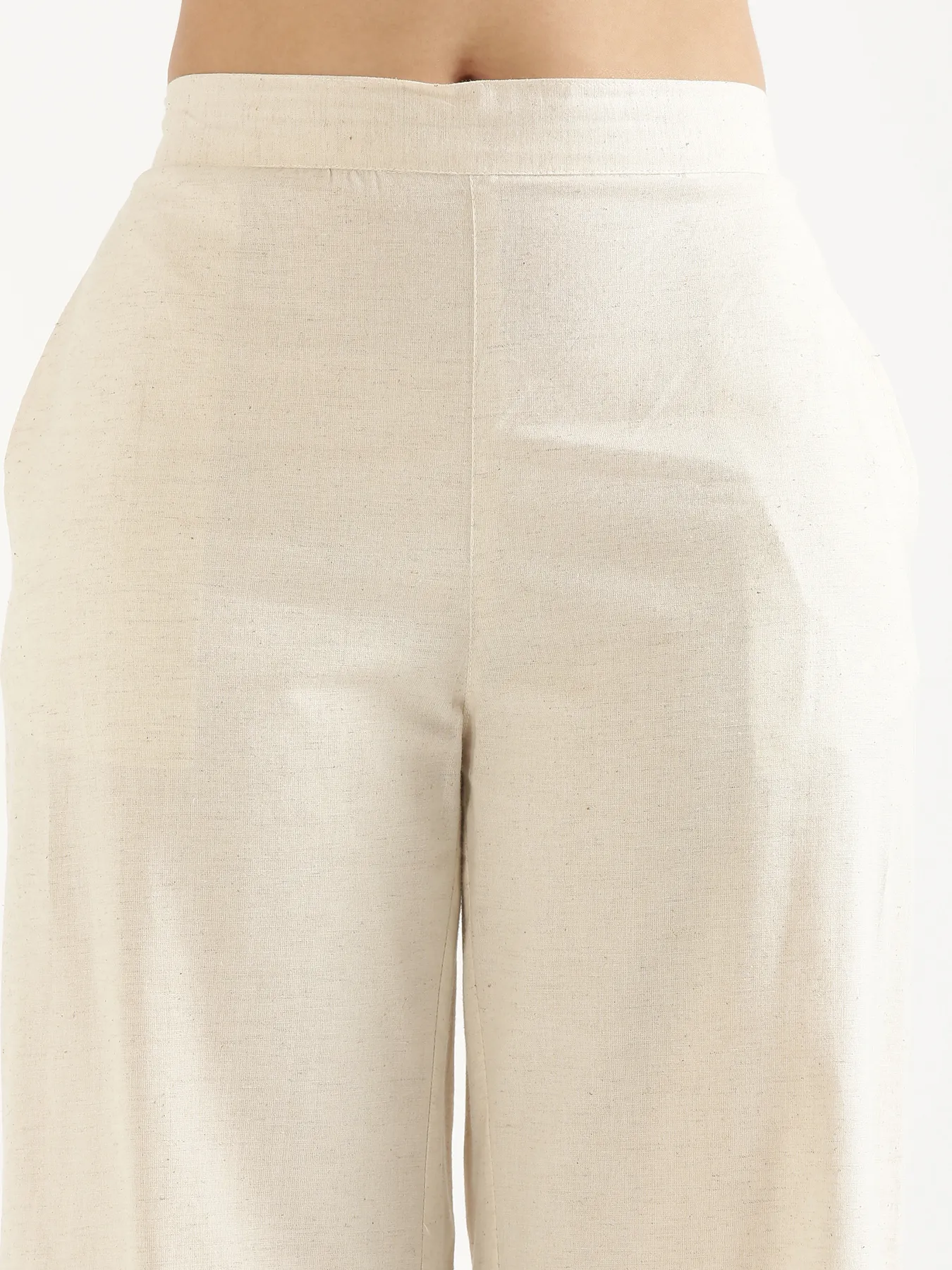 Women Ecru Airy Linen Wide Leg Pant - Image 10