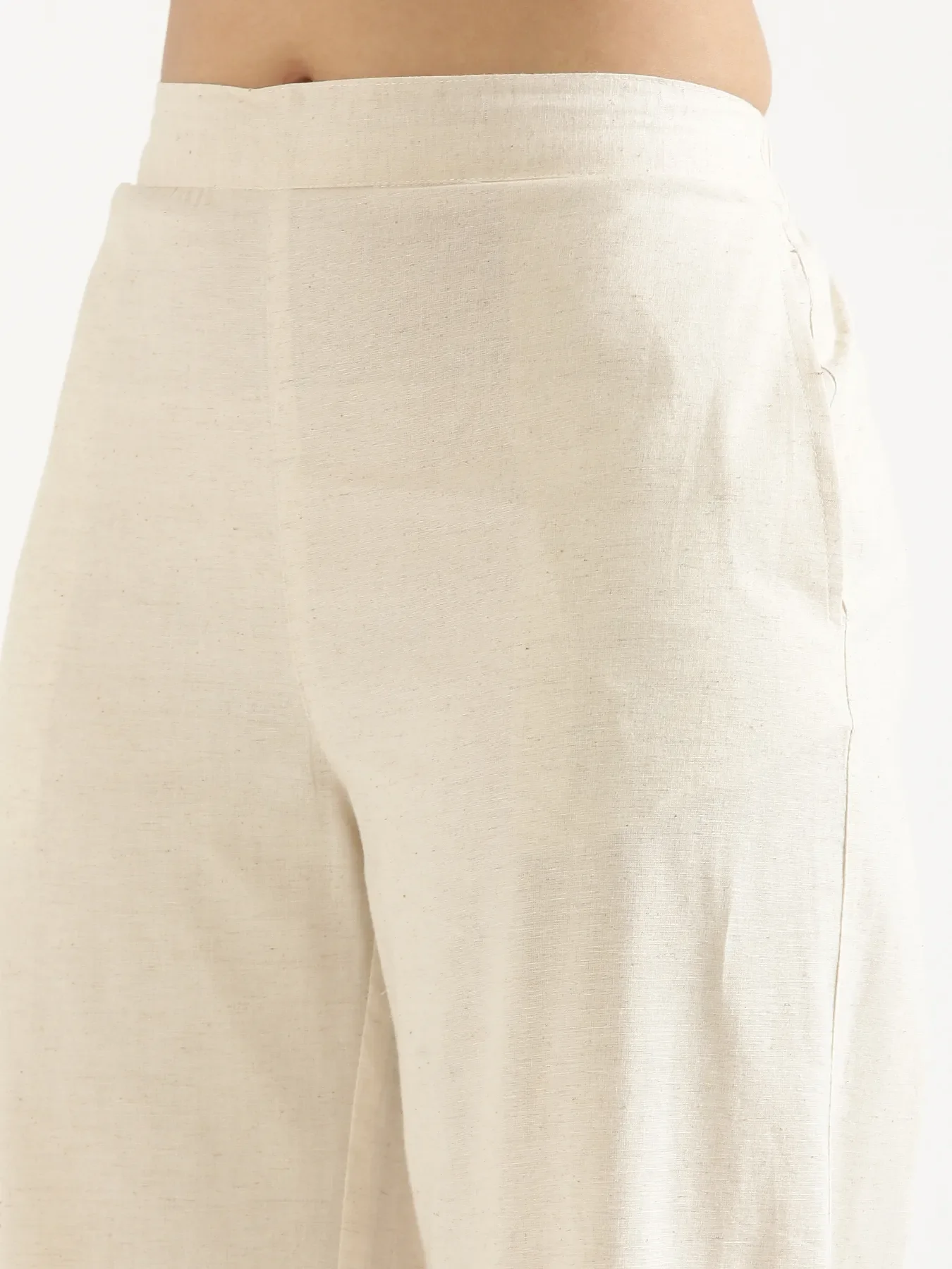 Women Ecru Airy Linen Wide Leg Pant - Image 6
