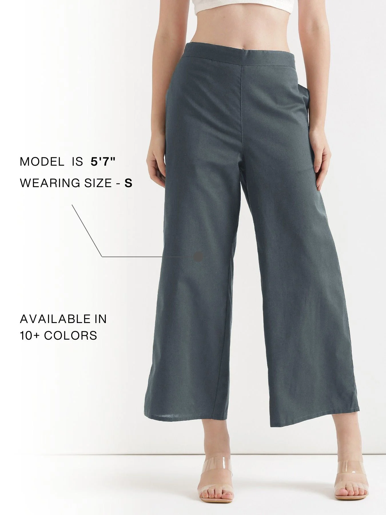 Women German Grey Airy Linen Wide Leg Pant - Image 11