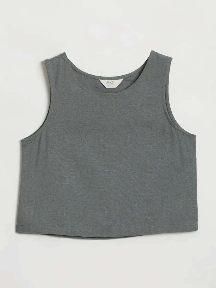 Women German Grey Flowy Linen Short Set - Image 6