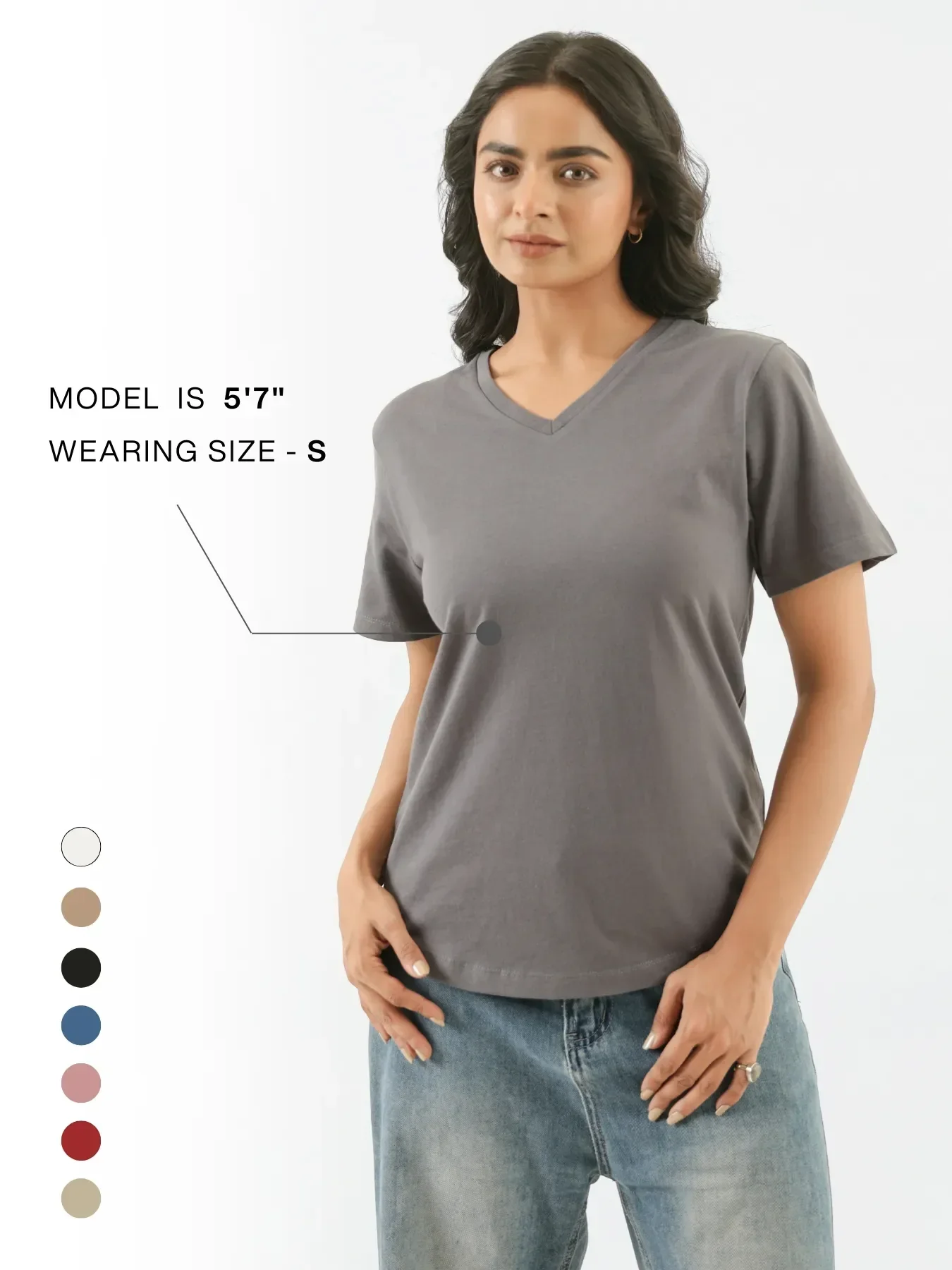 Women German Grey V-neck T-shirt - Image 11