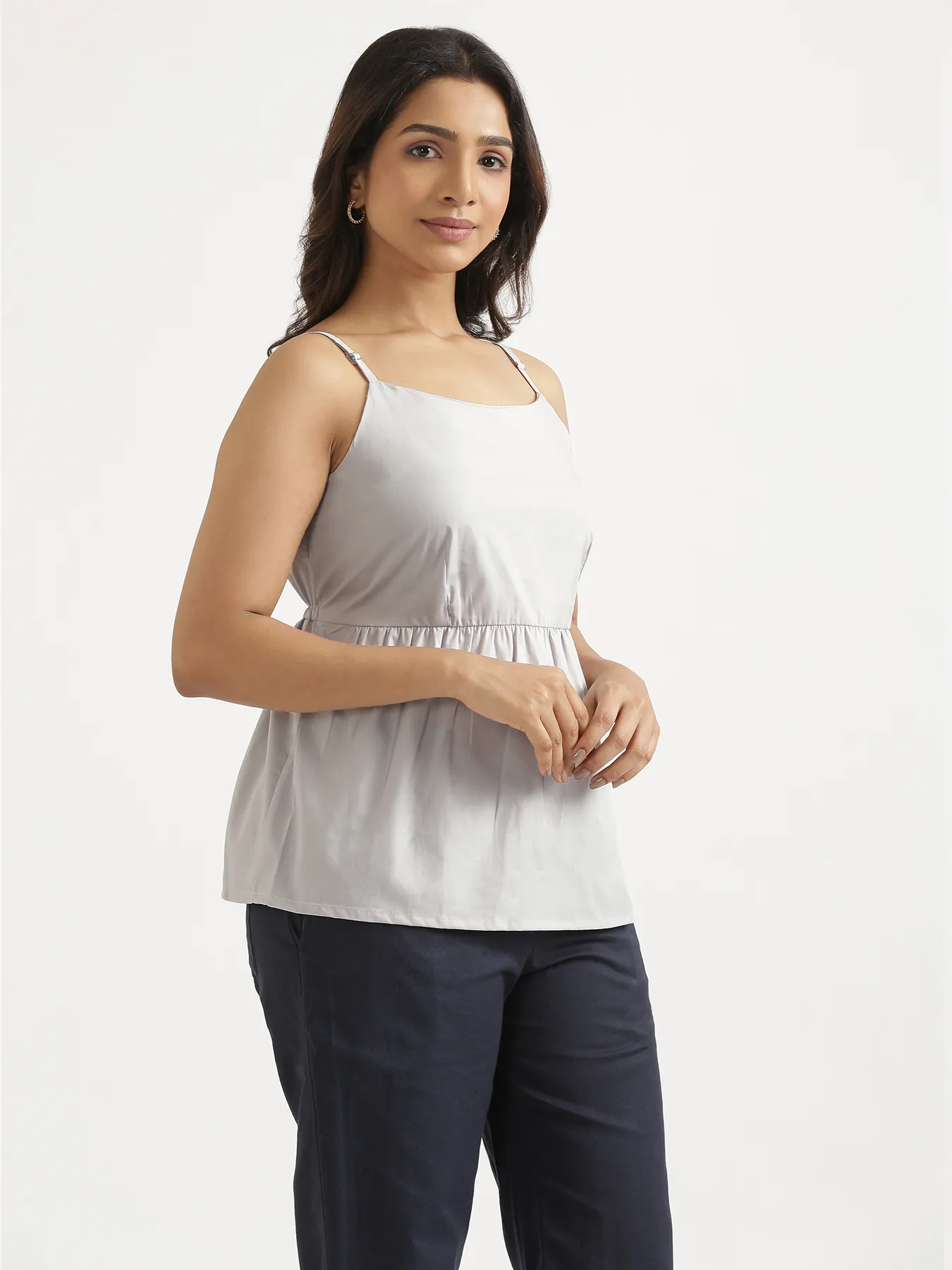 Women Light Grey Better Cotton Peplum Top - Image 12