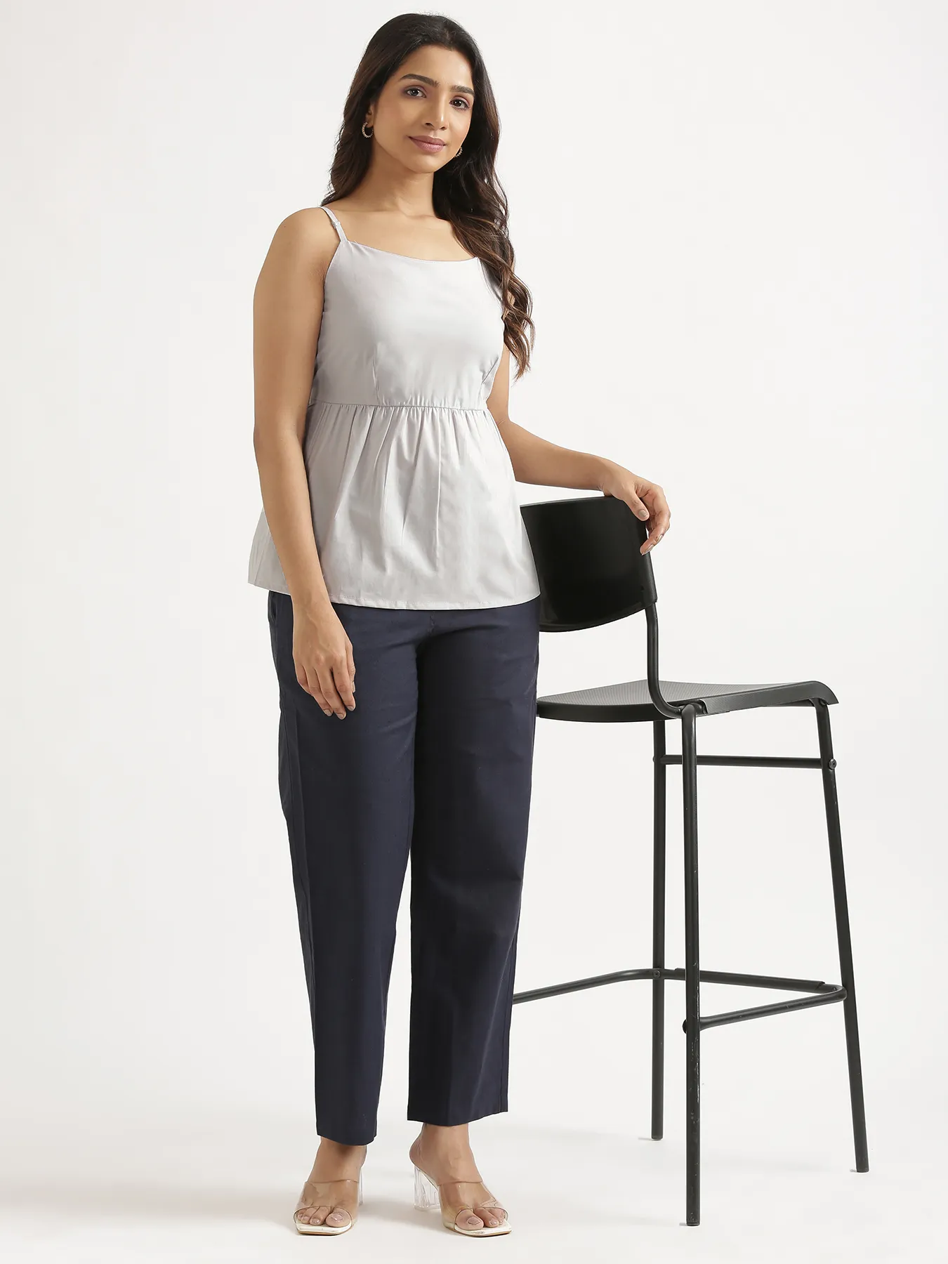 Women Light Grey Better Cotton Peplum Top - Image 13