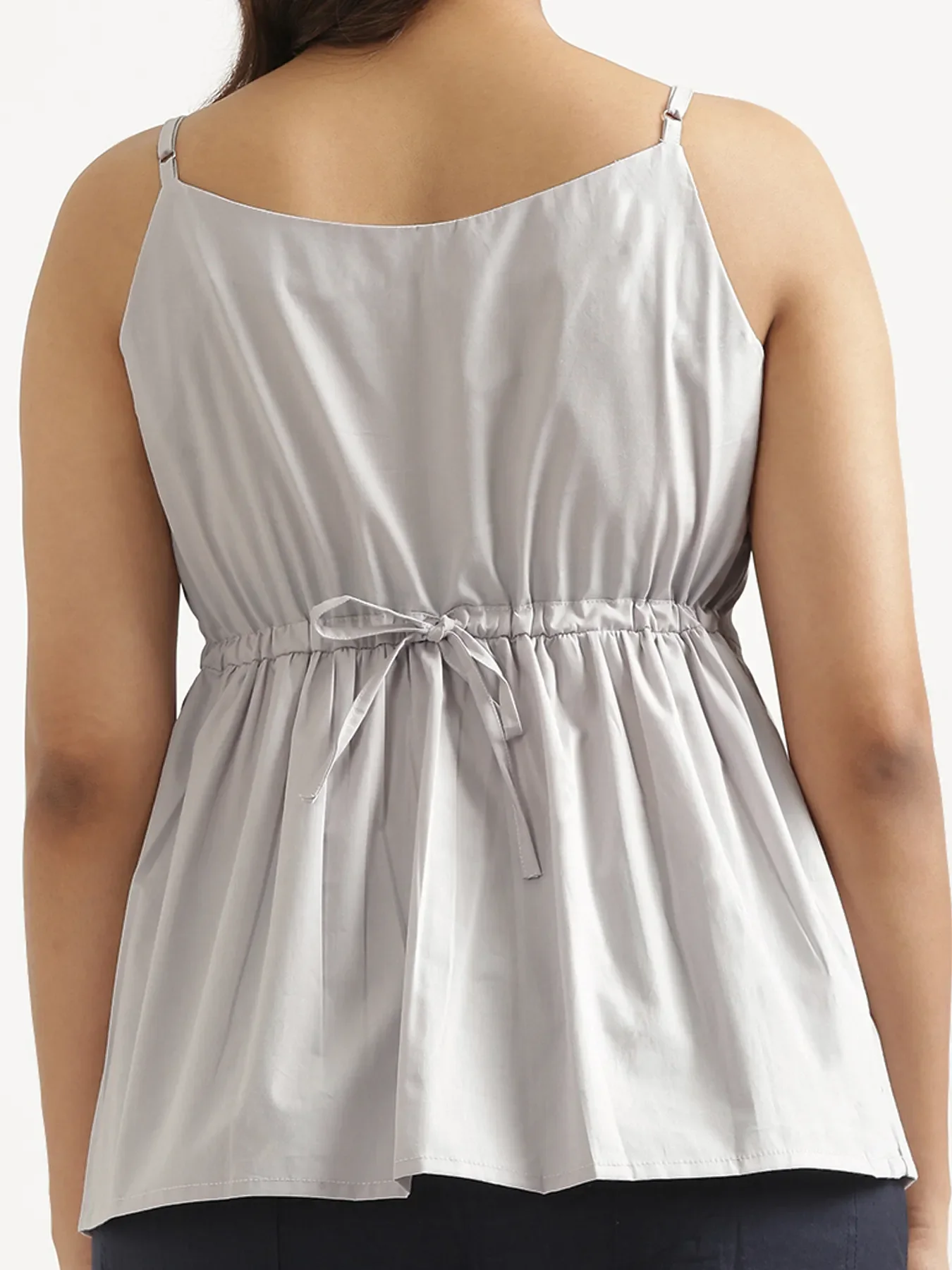 Women Light Grey Better Cotton Peplum Top - Image 9
