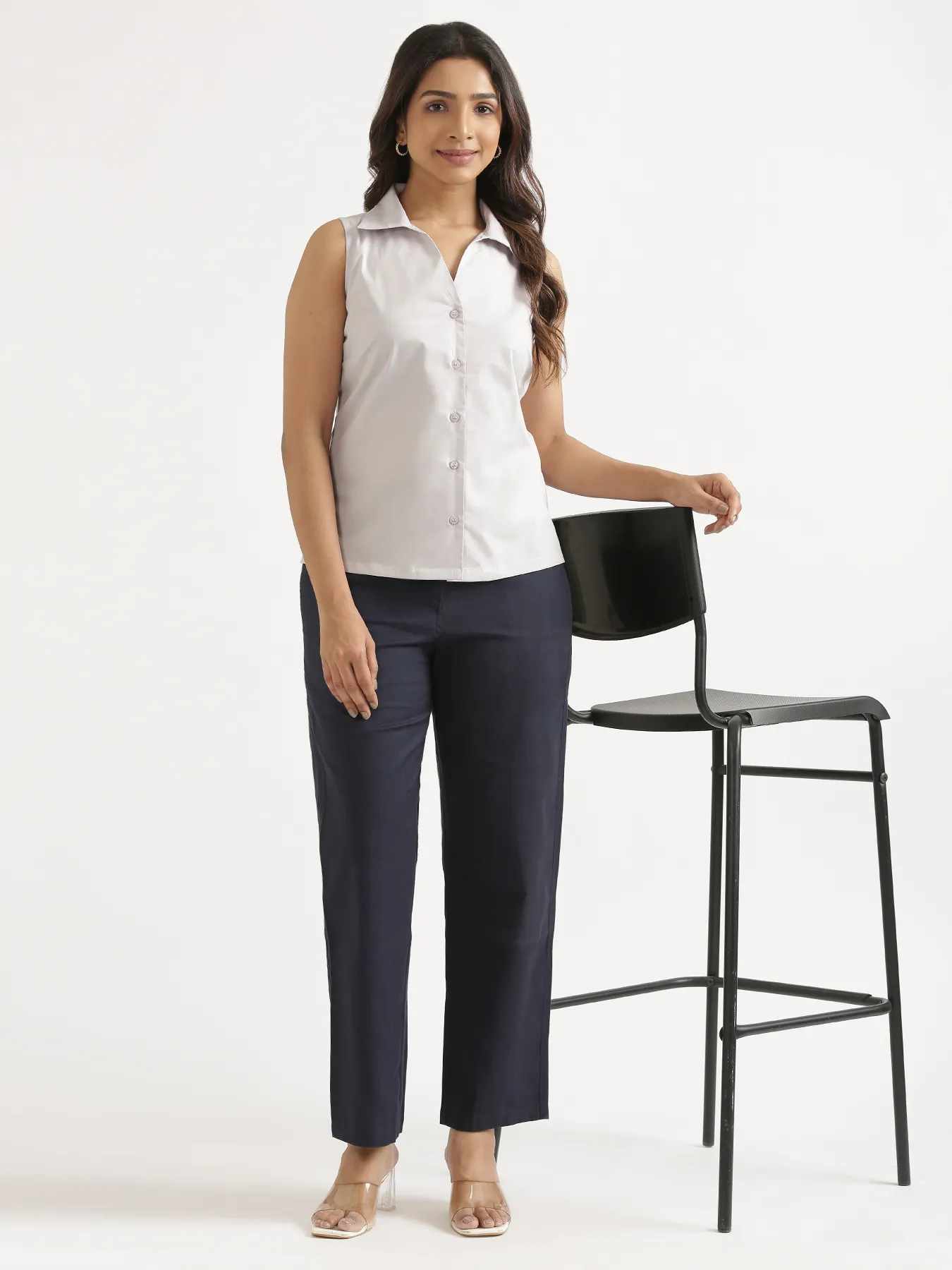 Women Light Grey Better Cotton Sleeveless Shirt - Image 14