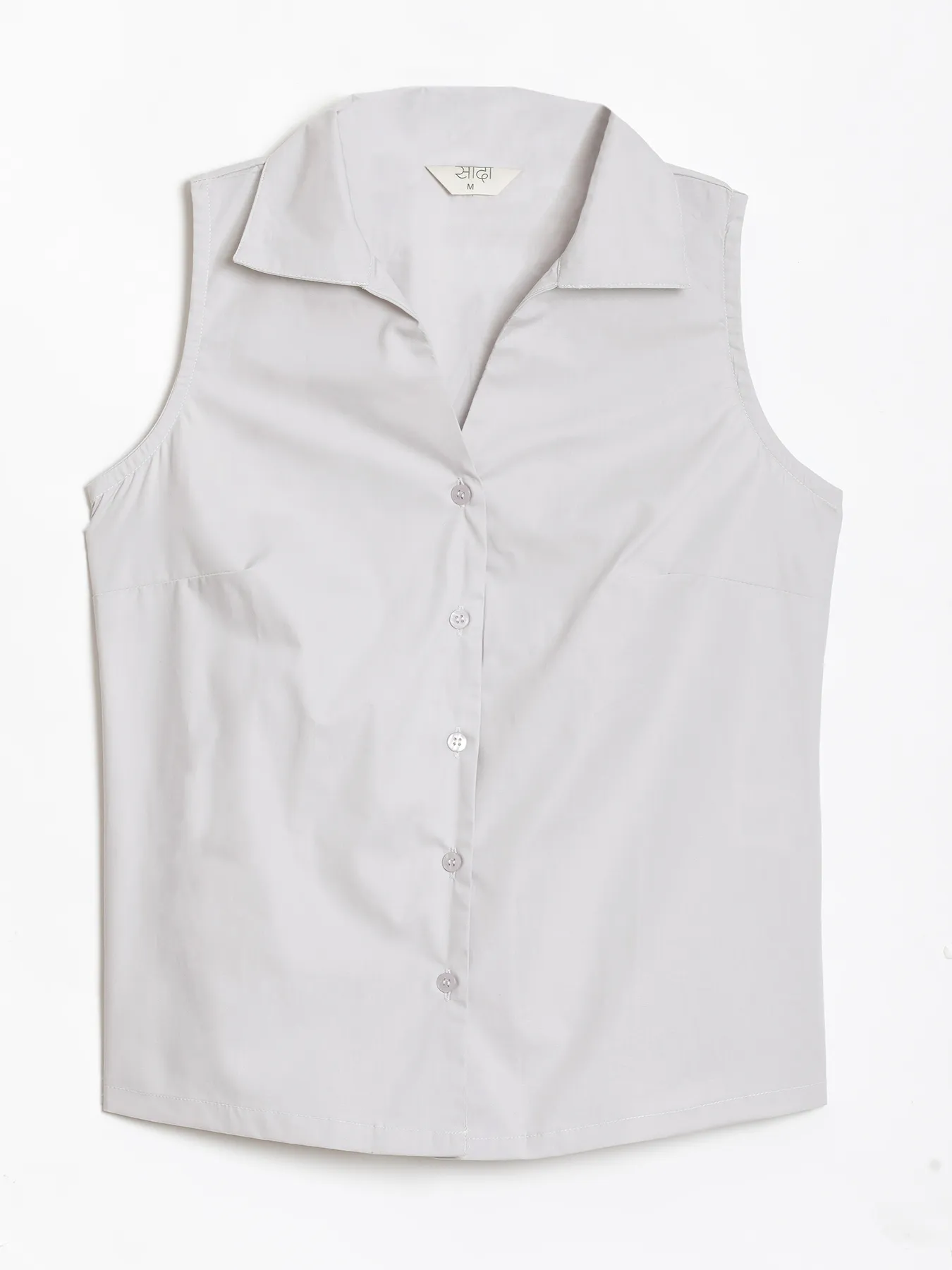 Women Light Grey Better Cotton Sleeveless Shirt - Image 15