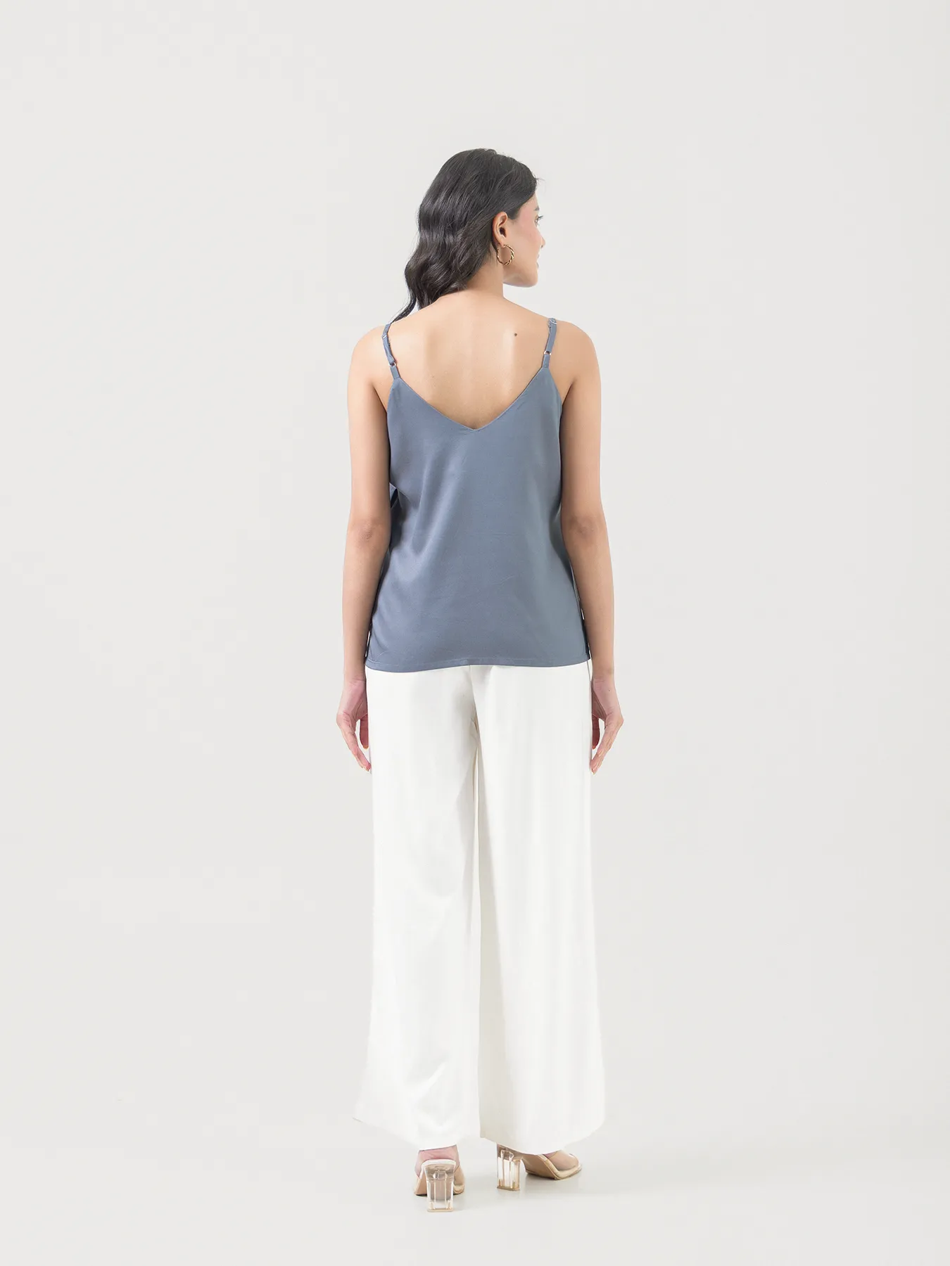 Women Grey Flowy Camisole Top - Image 6