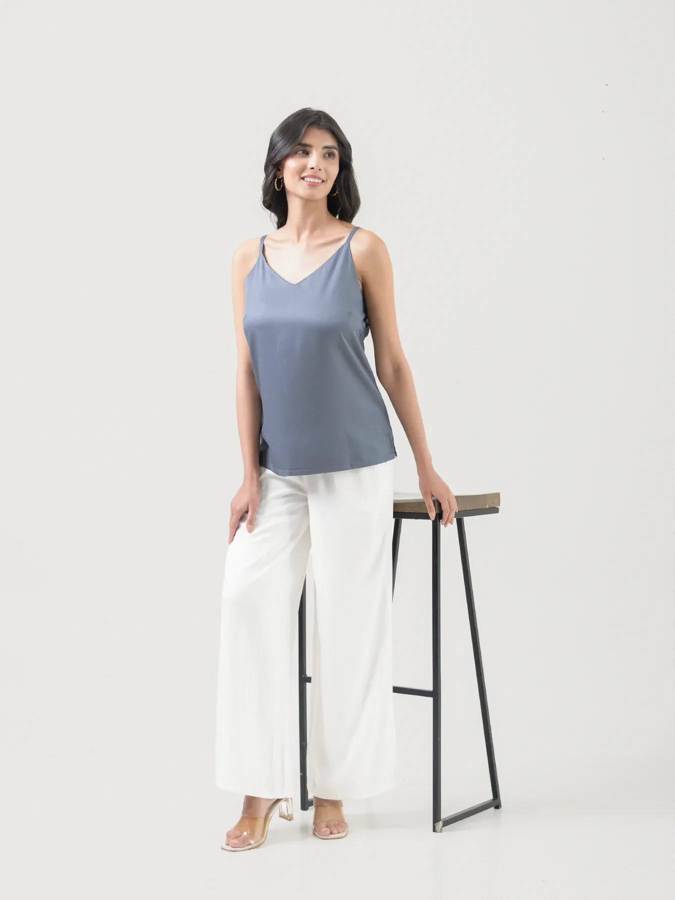 Women Grey Flowy Camisole Top - Image 8