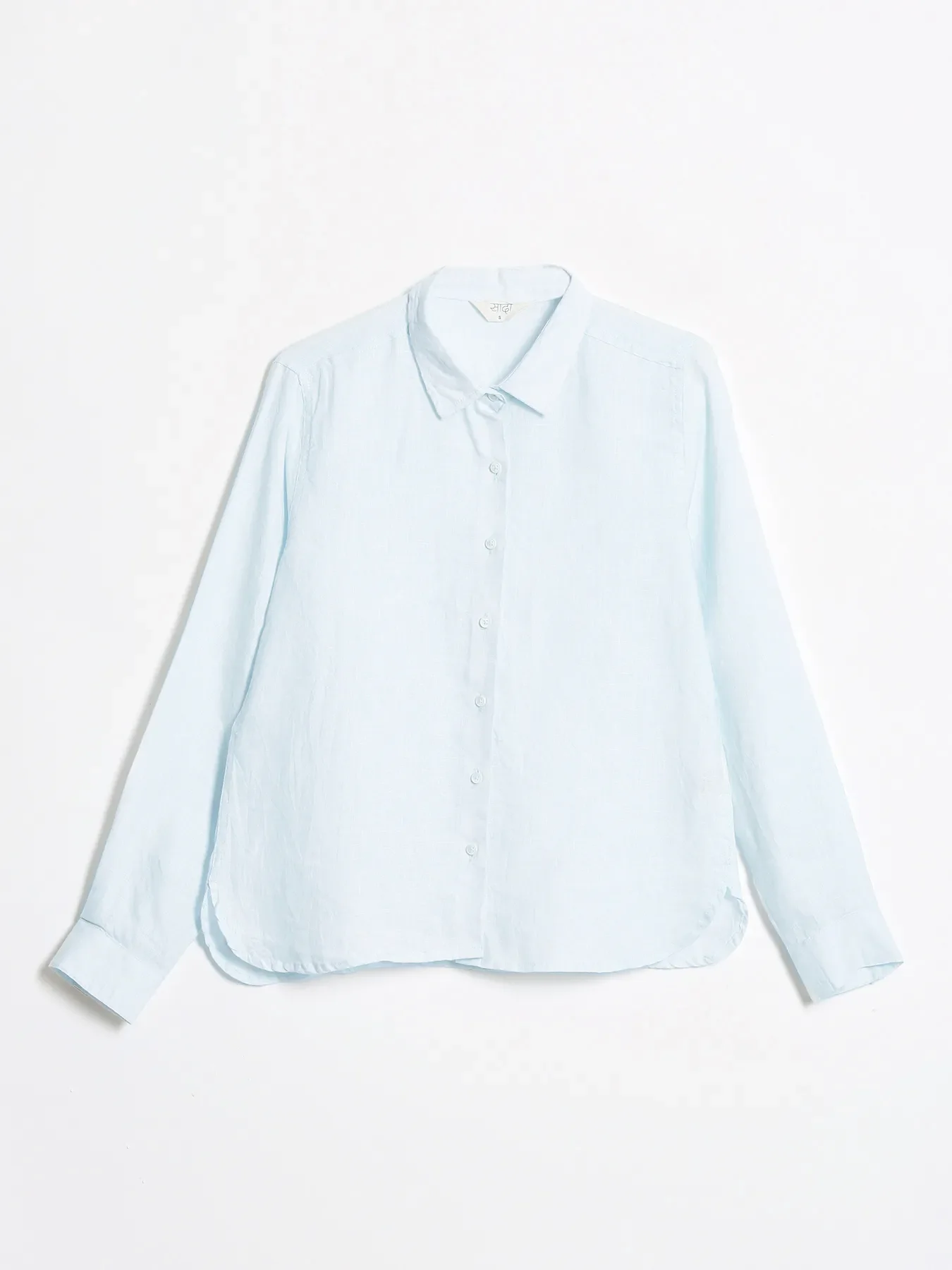 Women Light Blue Pure Linen Shirt - Image 15