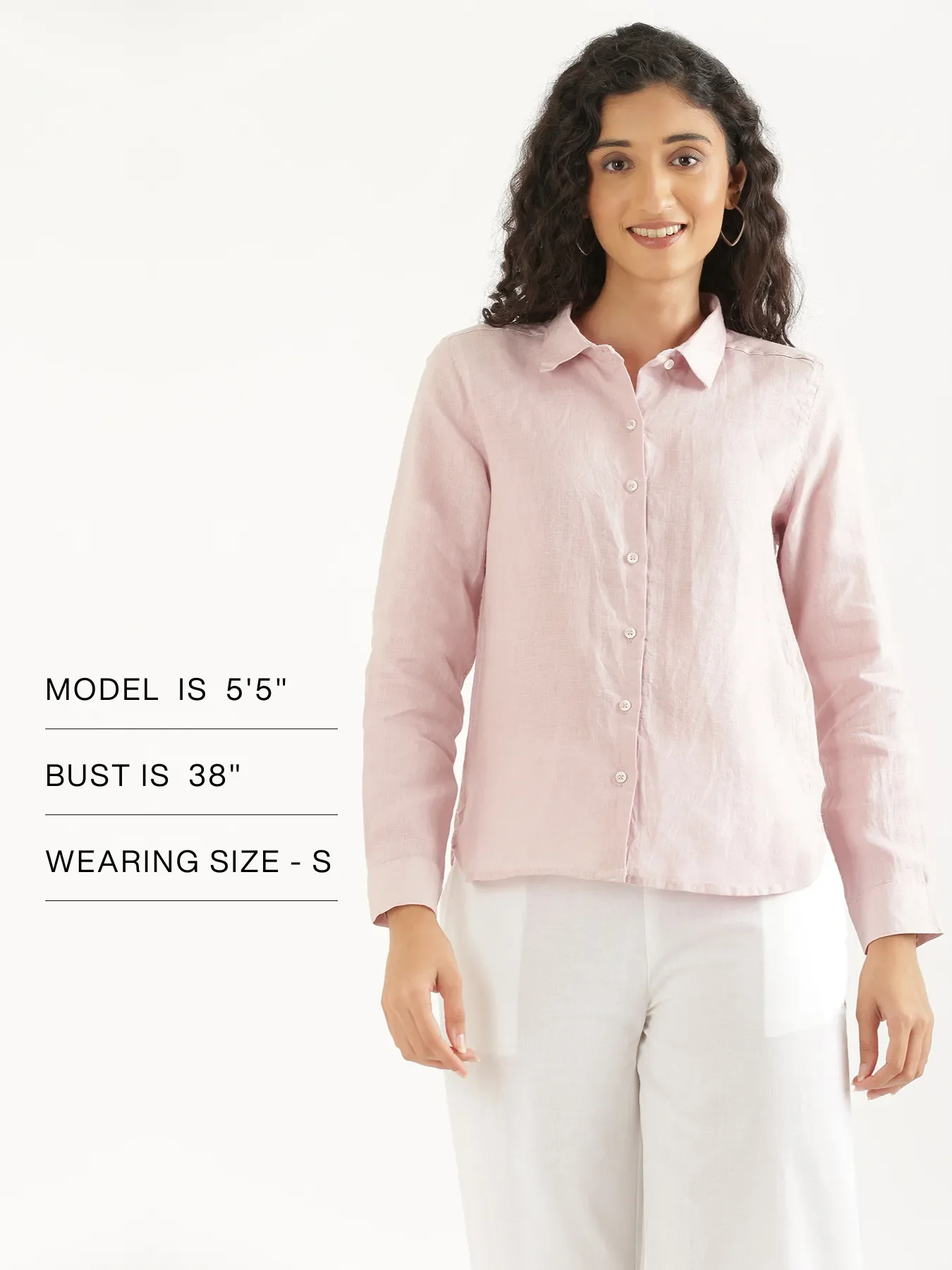 Women Light Pink Pure Linen Shirt - Image 17
