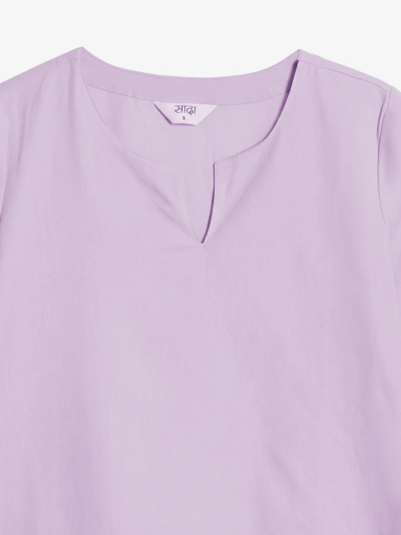 Women Lilac Airy Linen Split Neck Short Kurta - Image 10