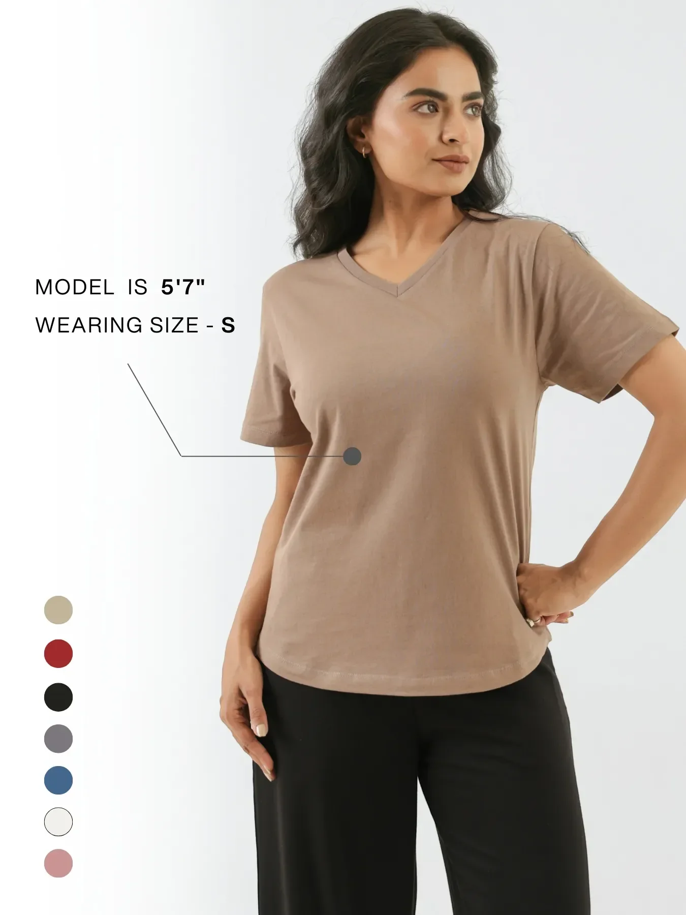 Women Mesa Taupe V-neck T-shirt - Image 11