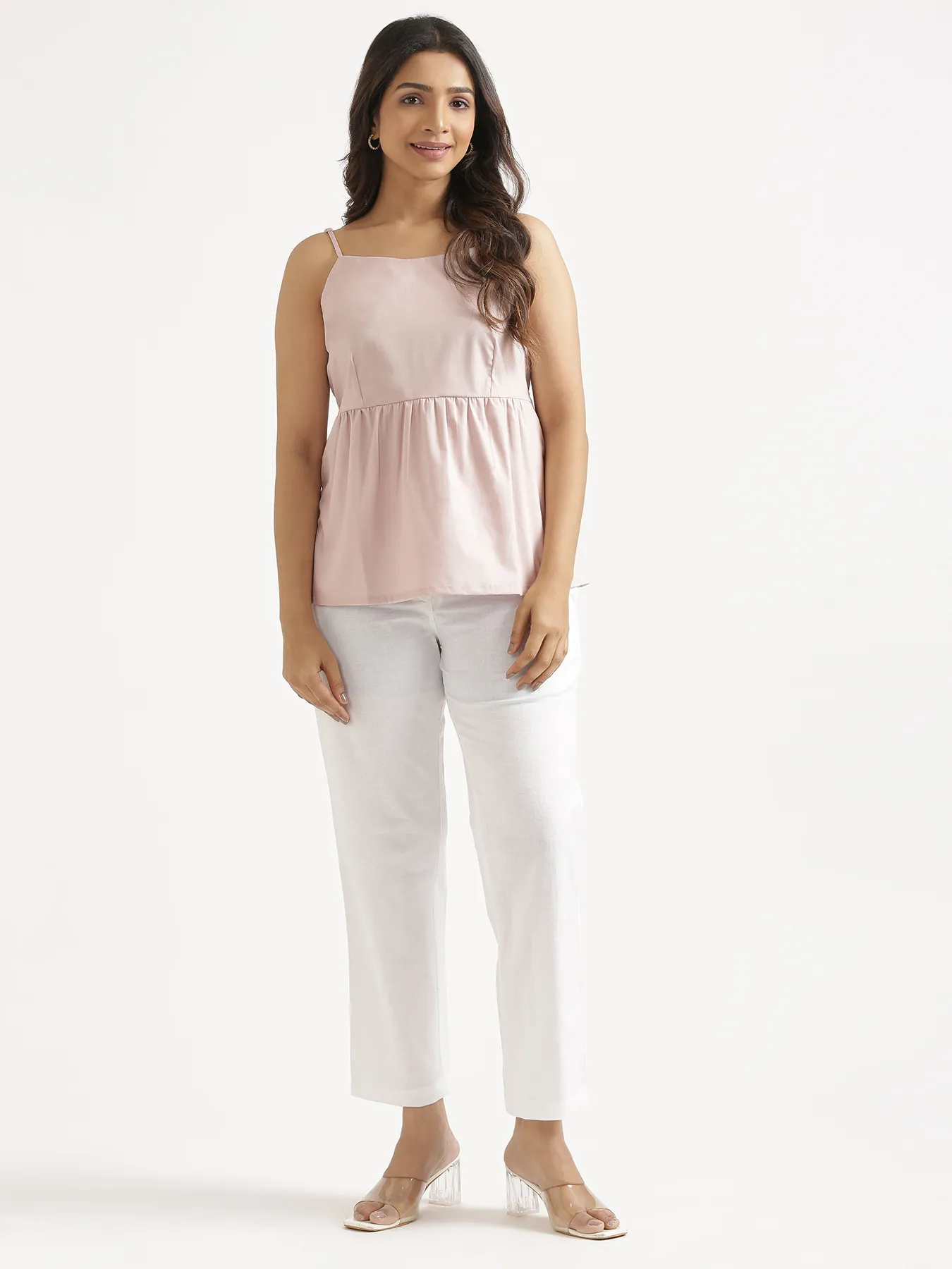 Women Mauve Pink Better Cotton Peplum Top - Image 3