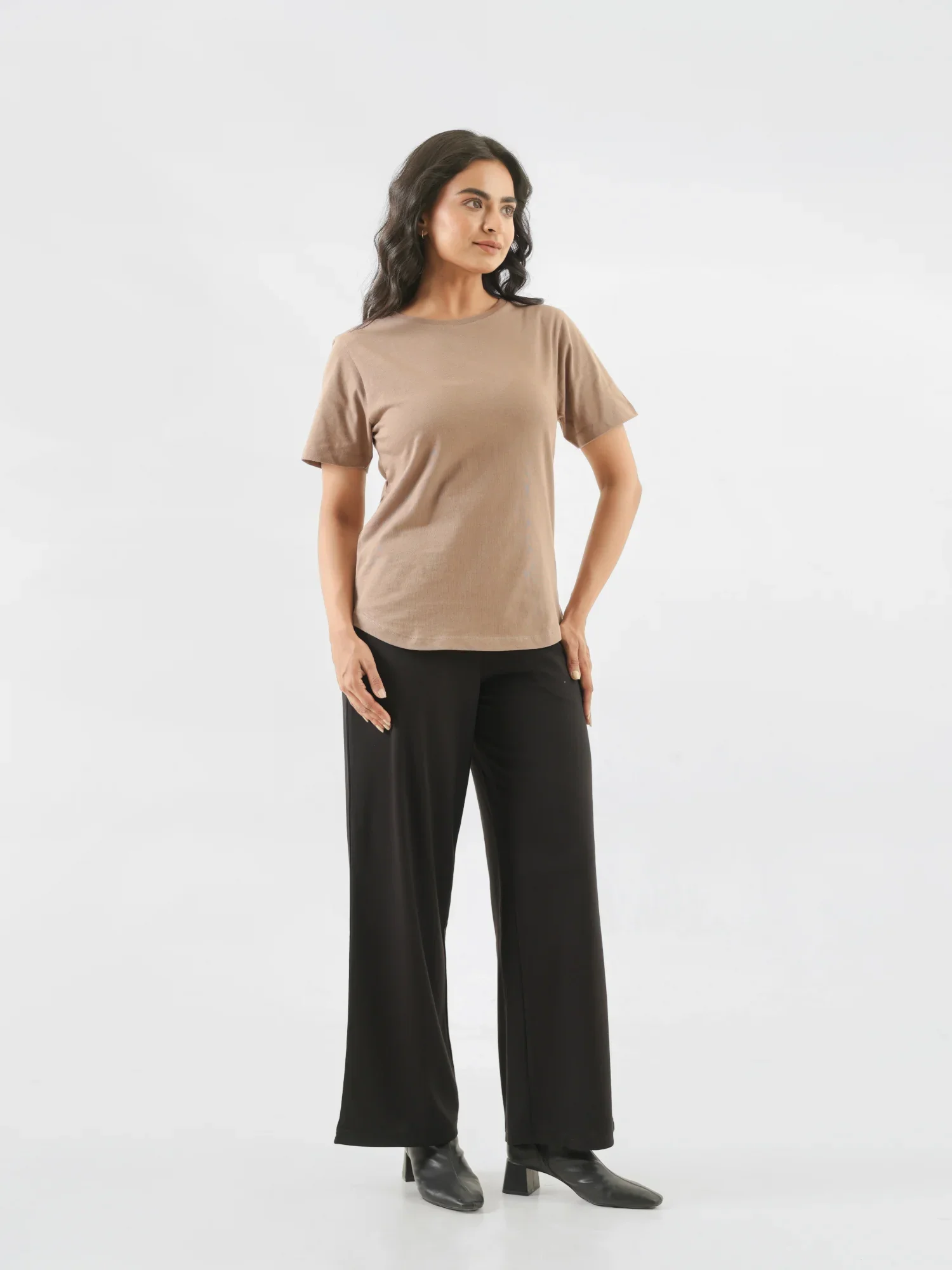 Women Mesa Taupe Round Neck T-shirt - Image 6