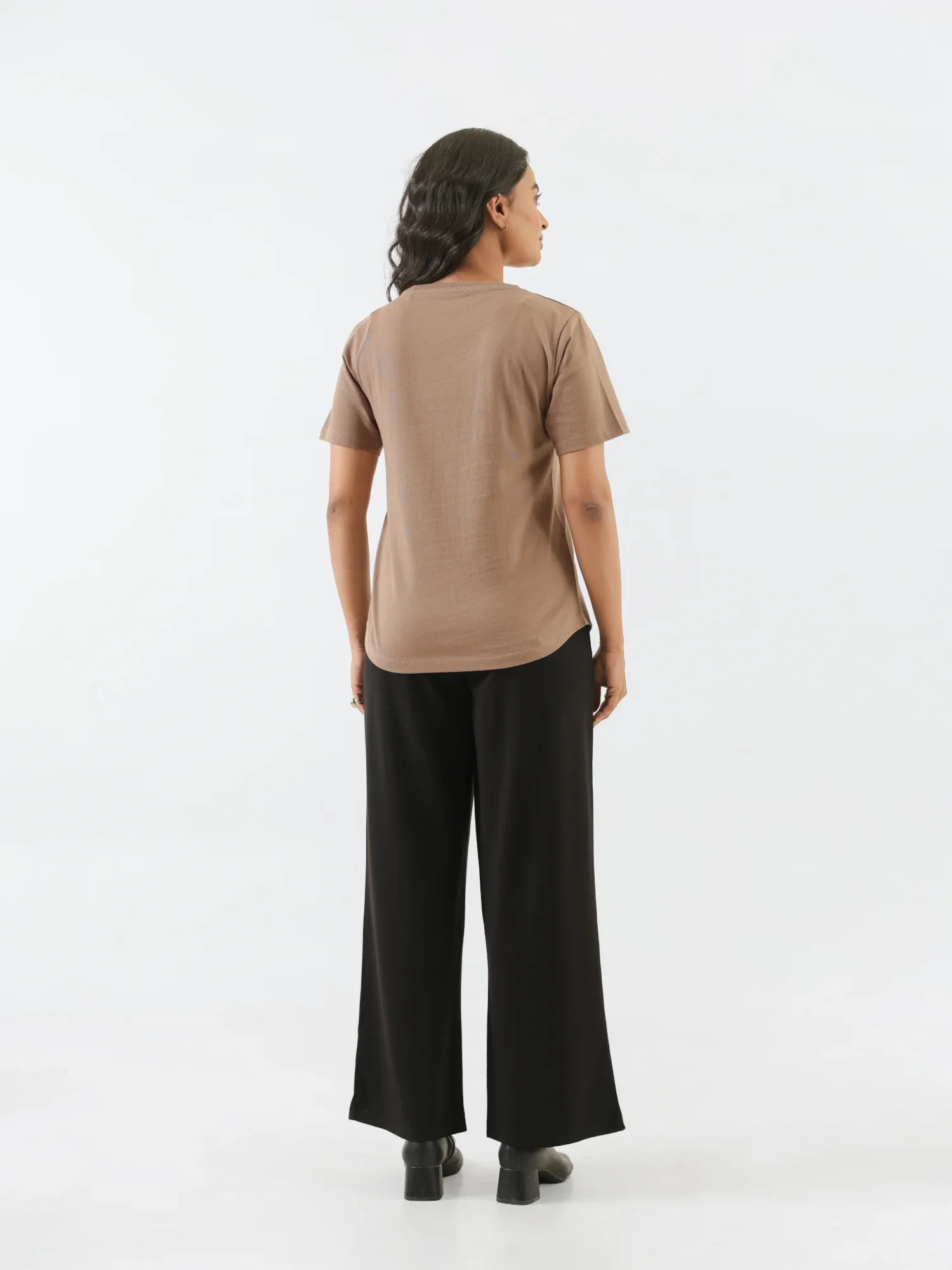 Women Mesa Taupe Round Neck T-shirt - Image 7