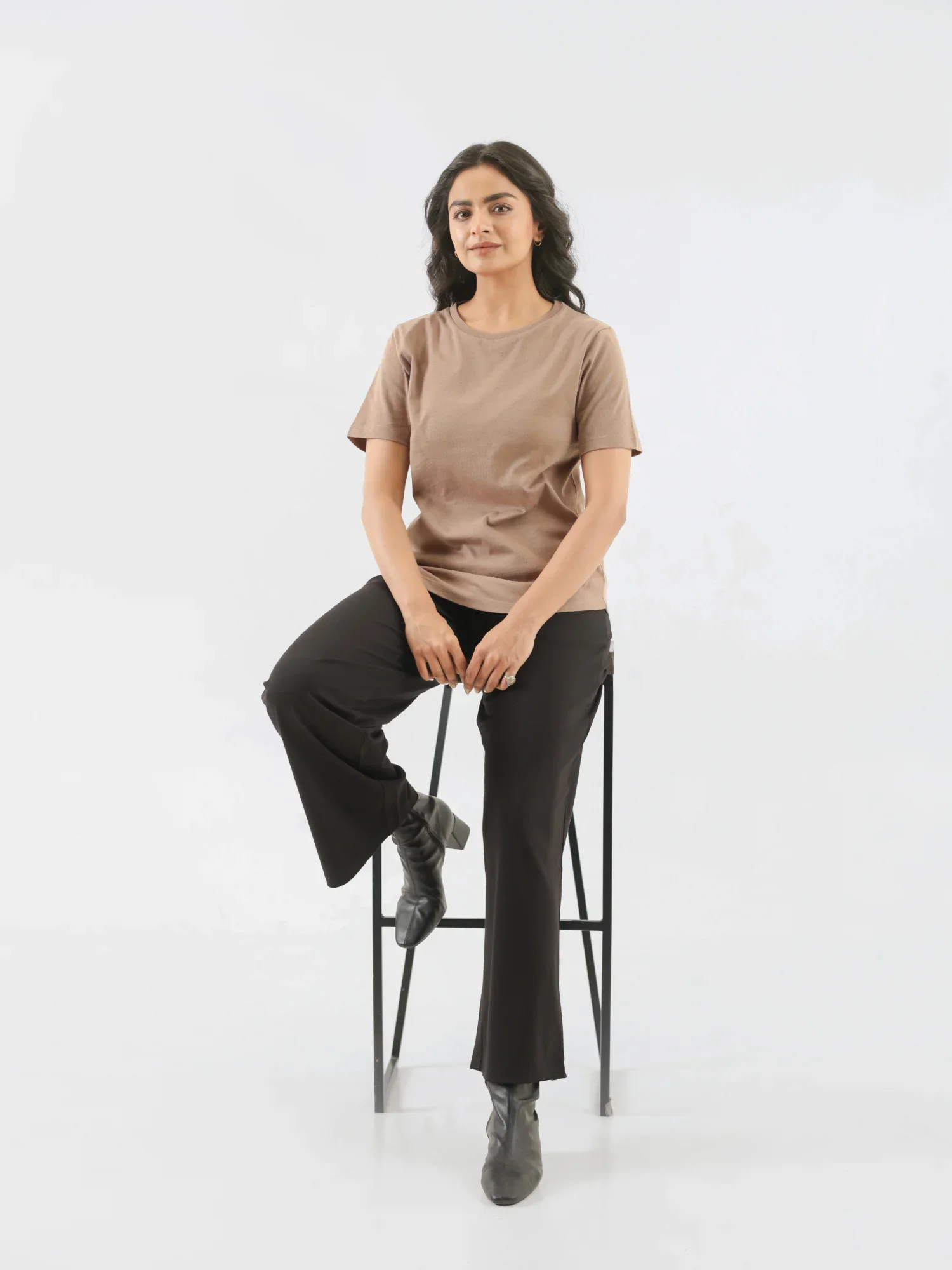 Women Mesa Taupe Round Neck T-shirt - Image 8