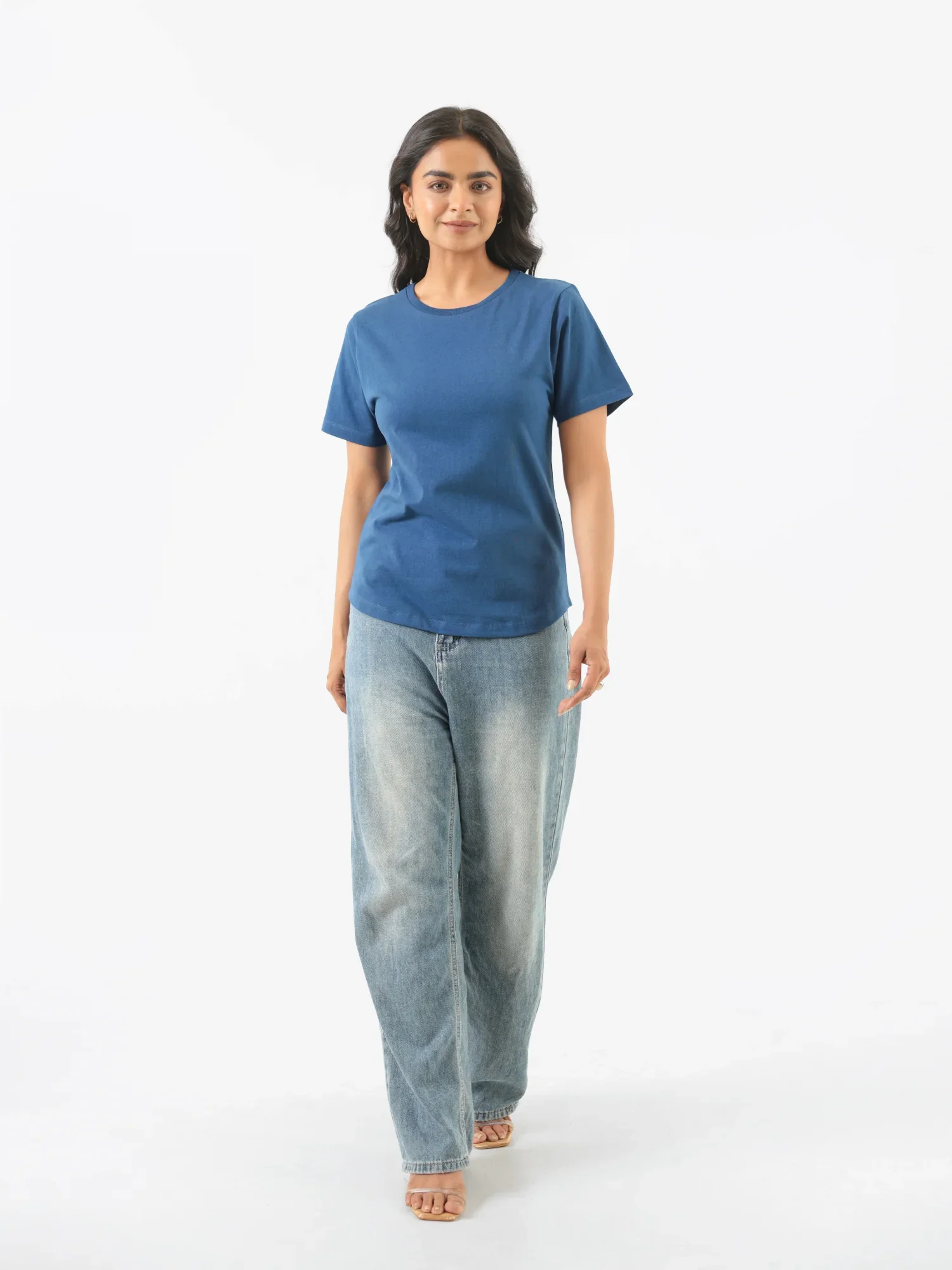 Women Midnight Blue Round Neck T-shirt - Image 3