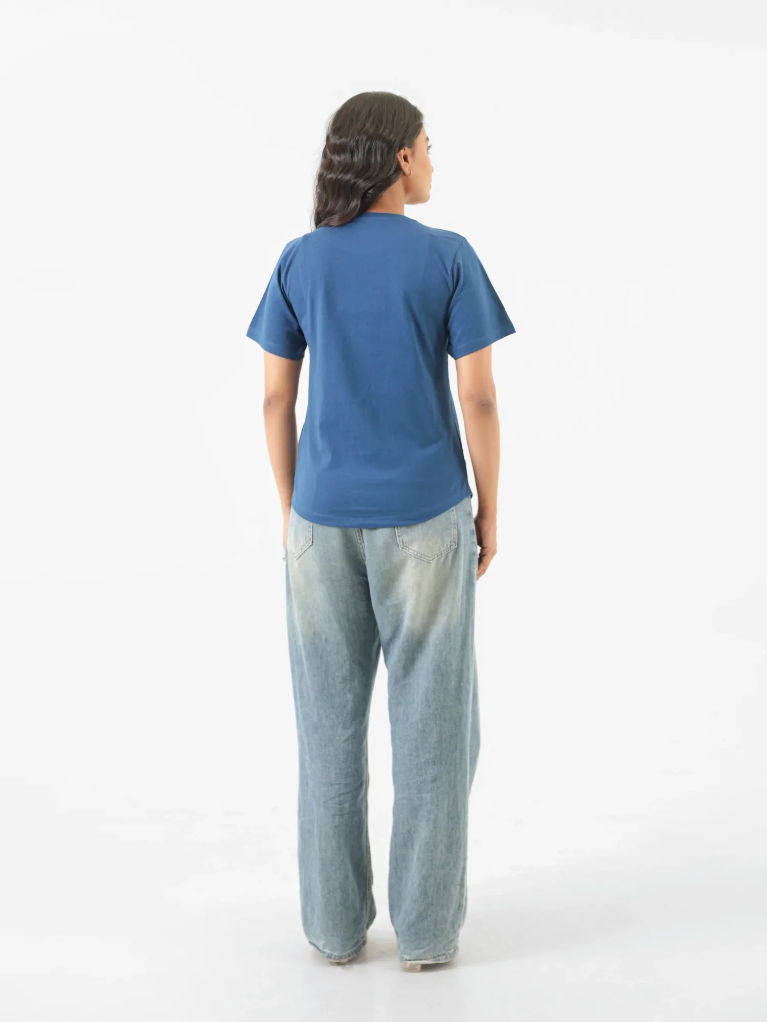 Women Midnight Blue Round Neck T-shirt - Image 5