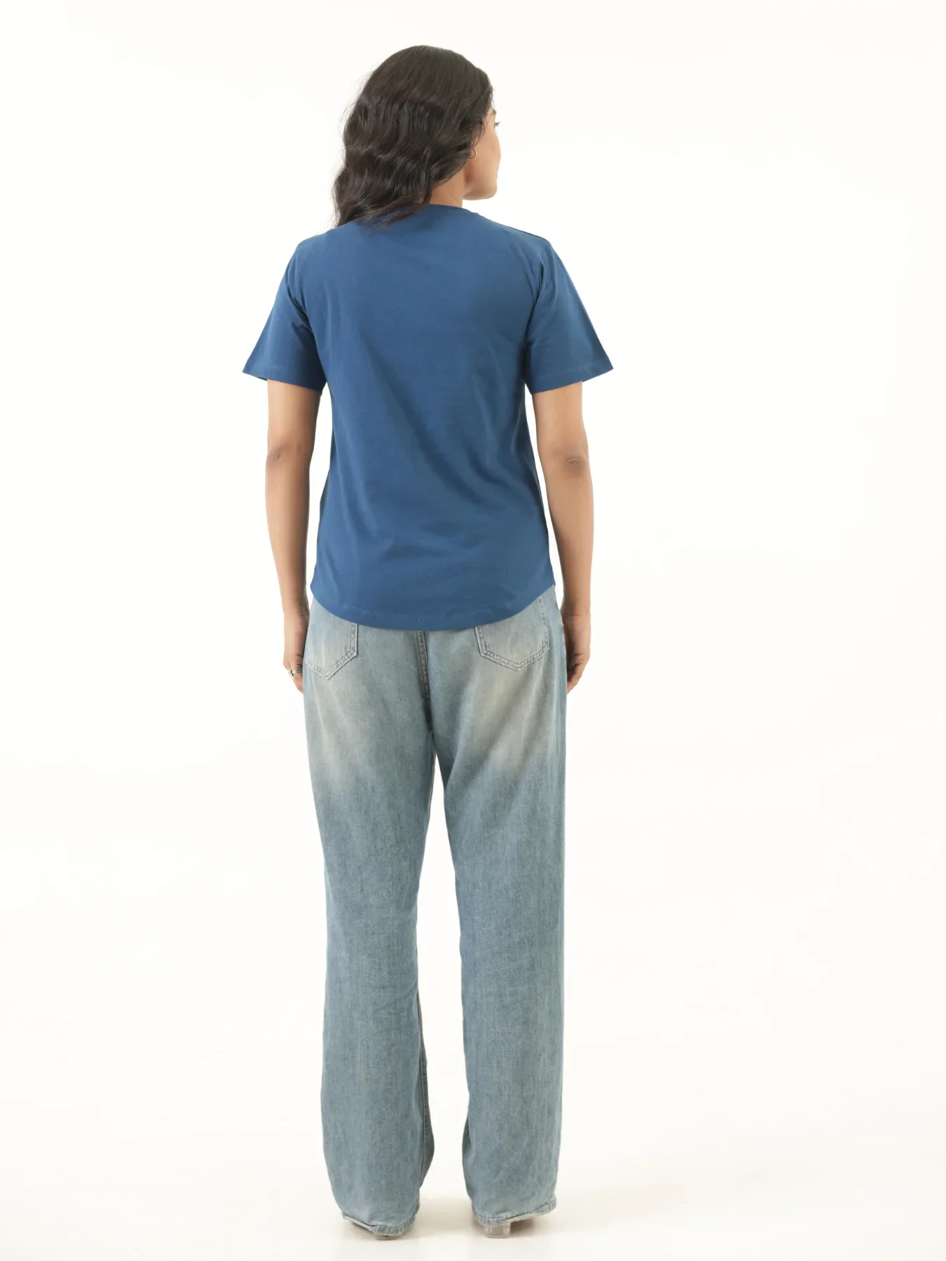 Women Midnight Blue V-neck T-shirt - Image 6