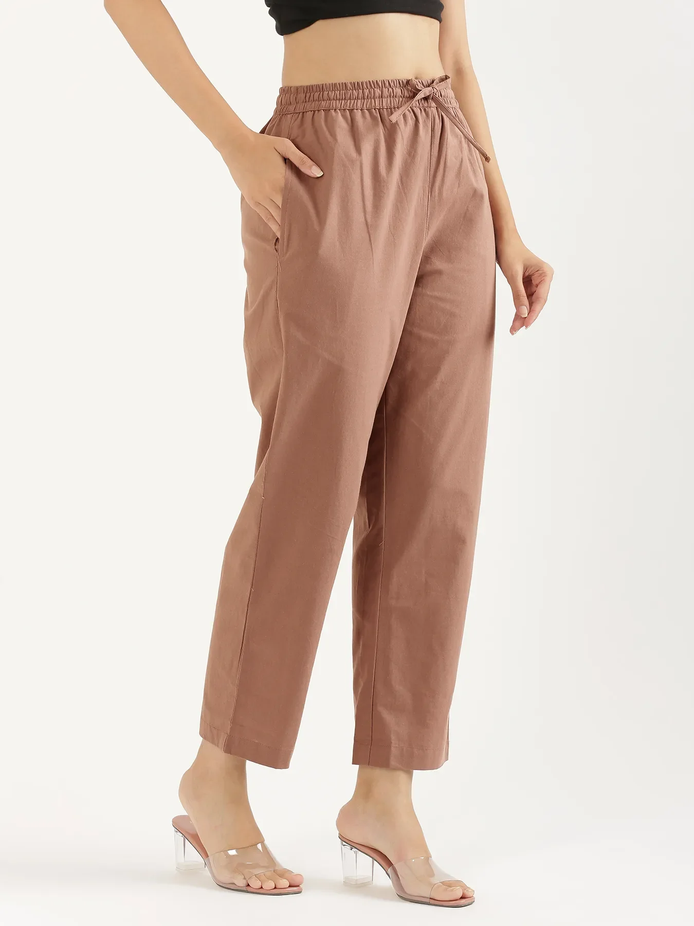 Women Mocha Mousse Cotton Straight Pant - Image 5